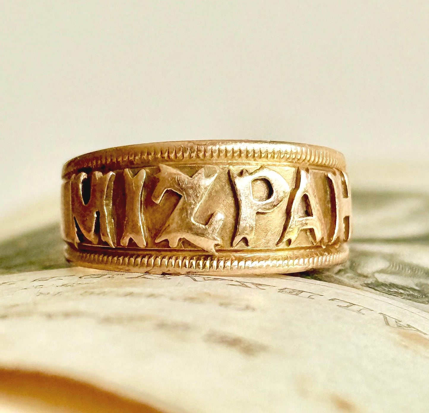 Antique Mizpah Ring Created In 9 Carat Gold; Circa 18901
