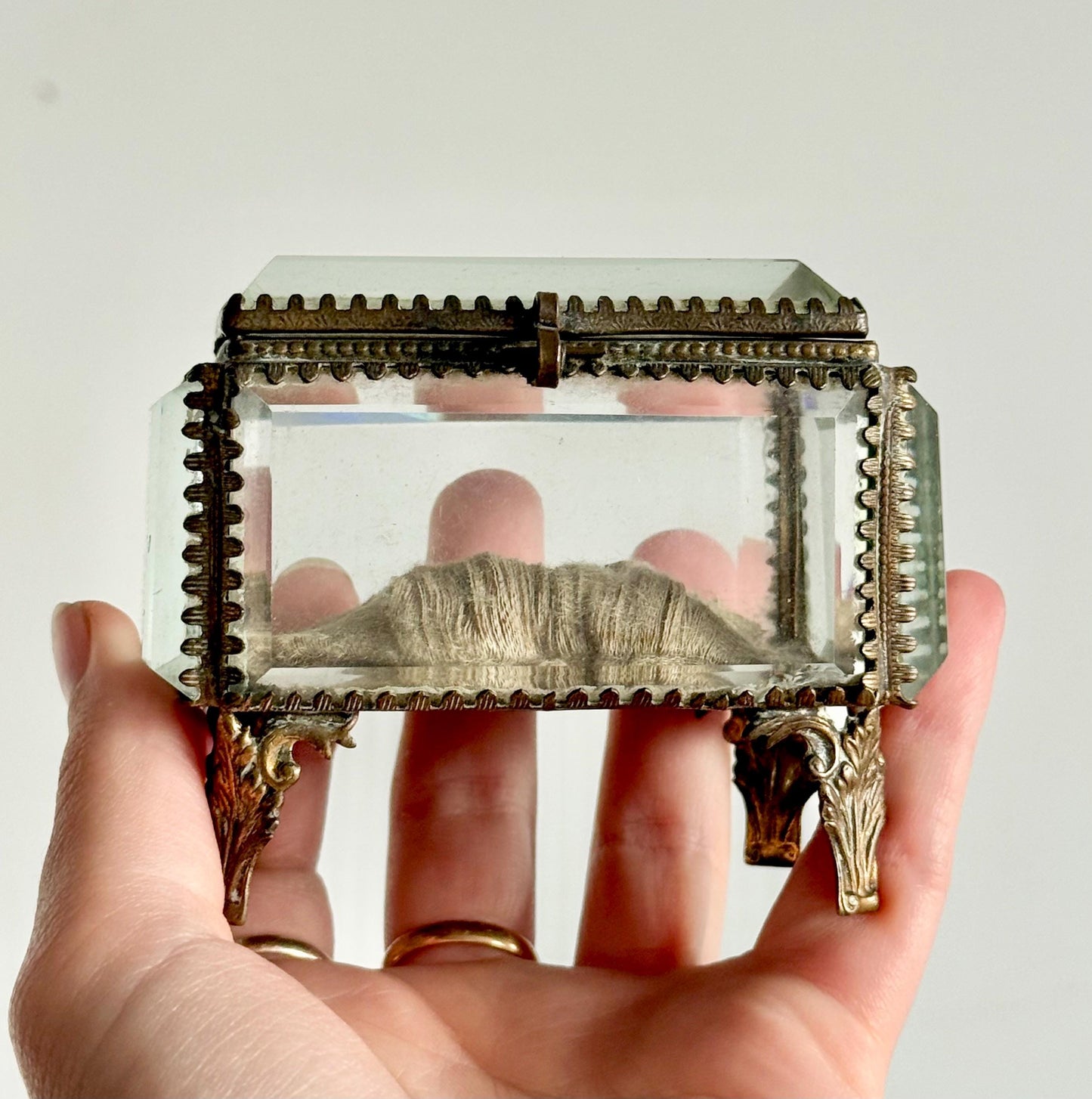 Antique French Ormolu Bevelled Jewellery Box; Circa 1890