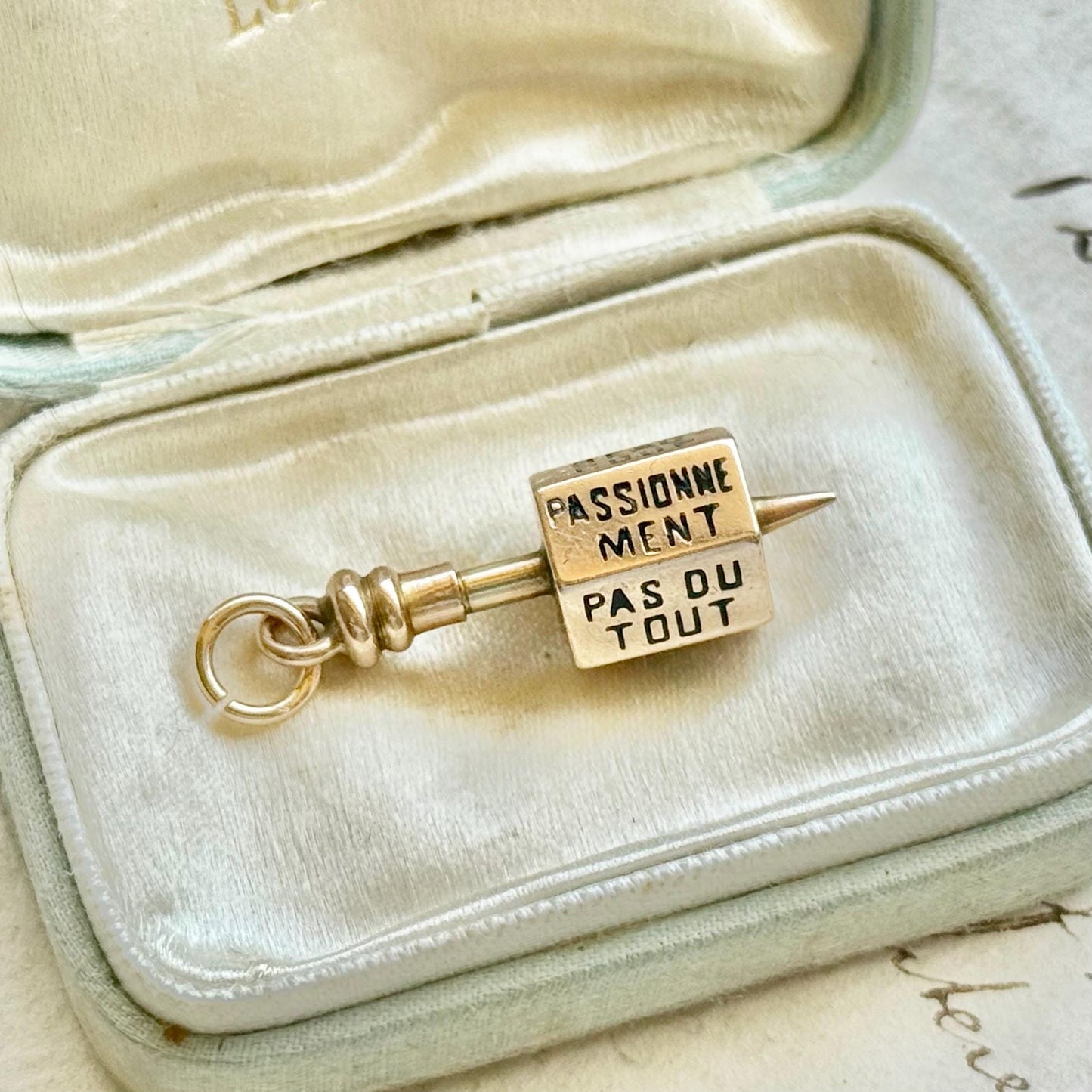 Victorian French 'Il Maime' Spinning Top Enamel Pendant; Circa 1880
