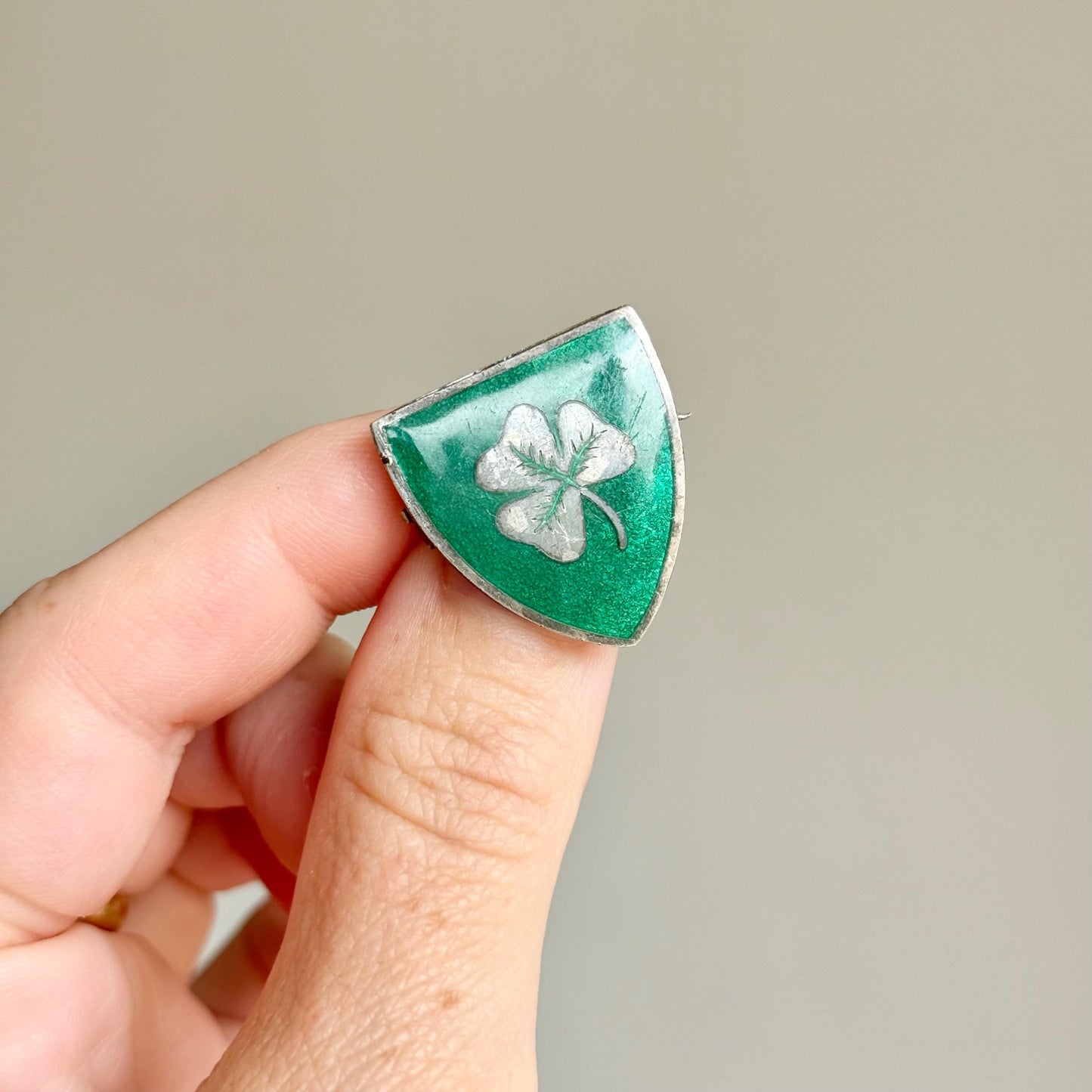 Antique Enamel College Silver Brooch; Circa 1827