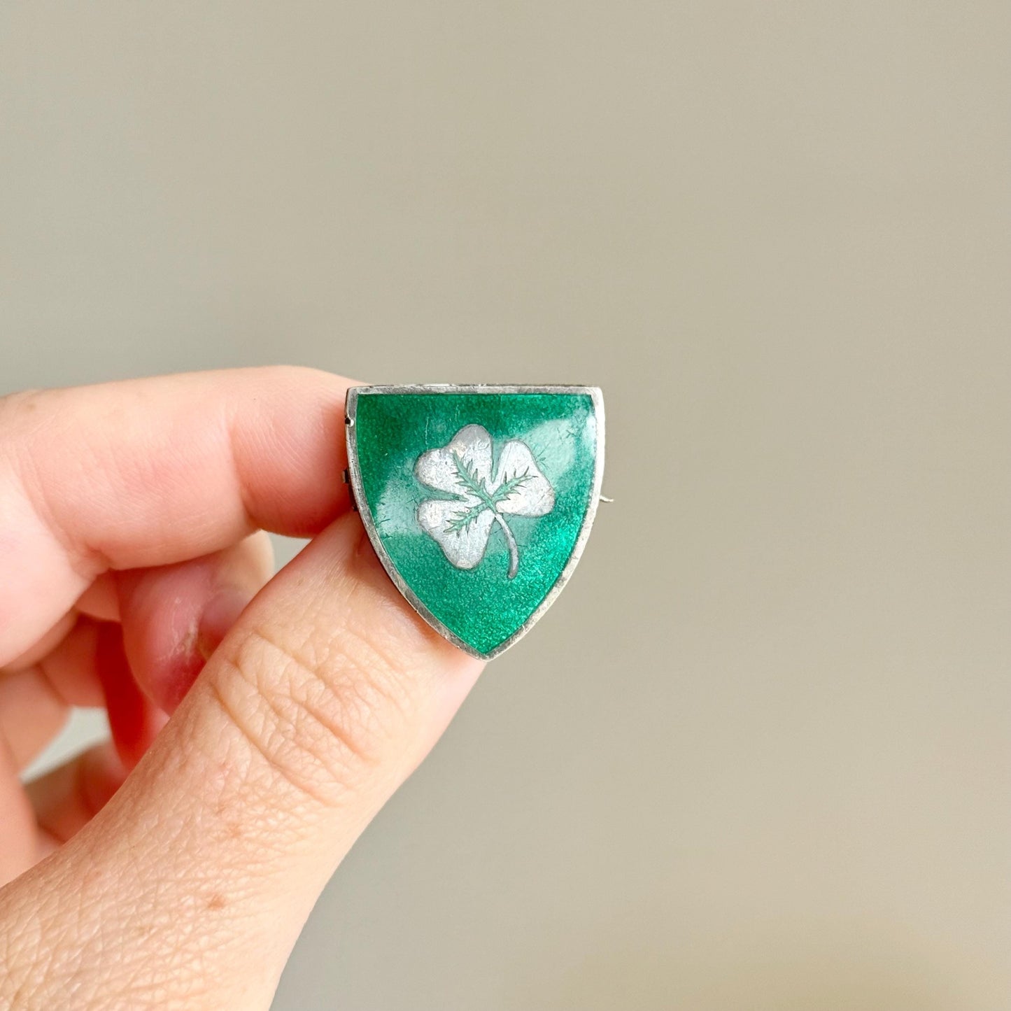 Antique Enamel College Silver Brooch; Circa 1827