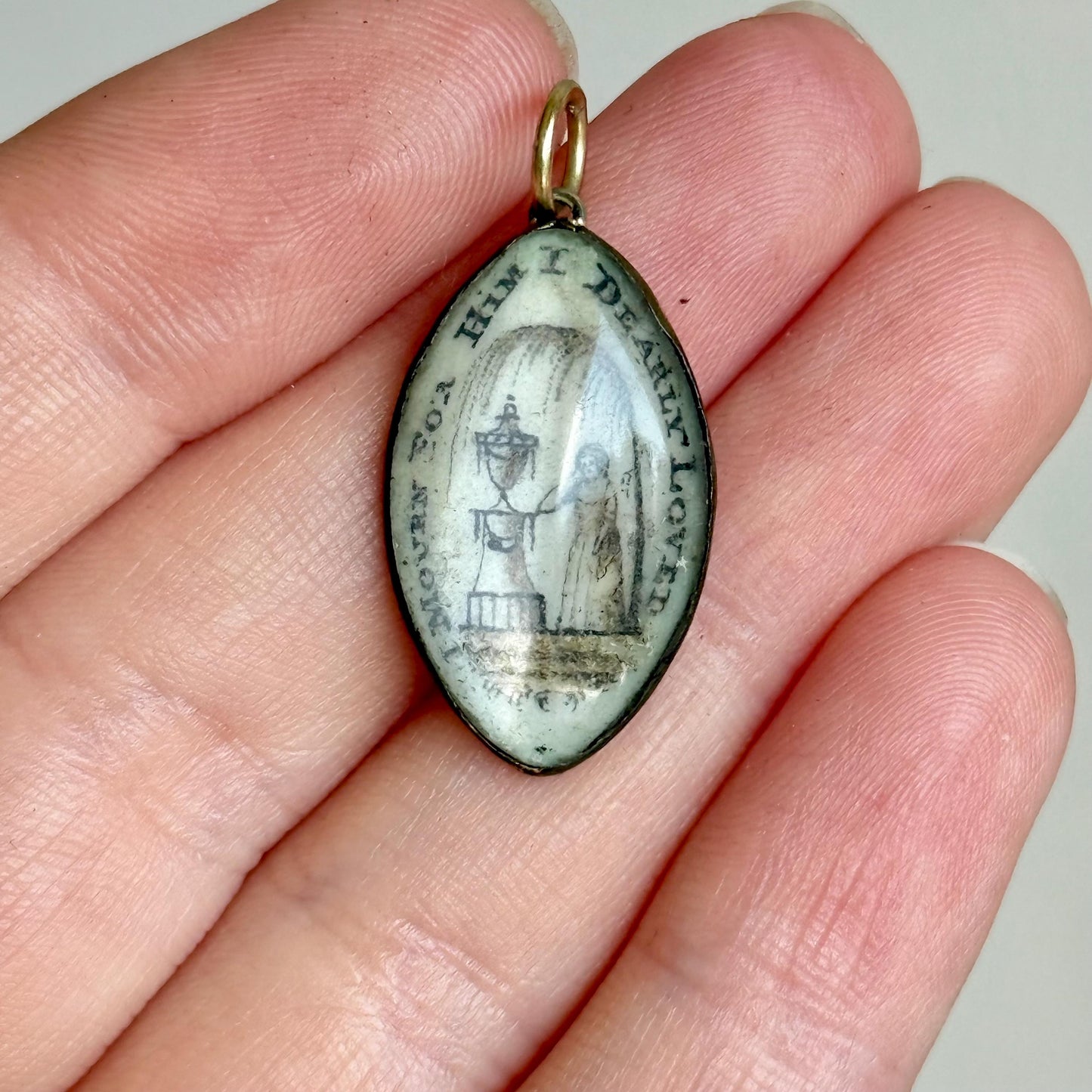 Georgian Mourning Sepia Pendant; Circa 1820
