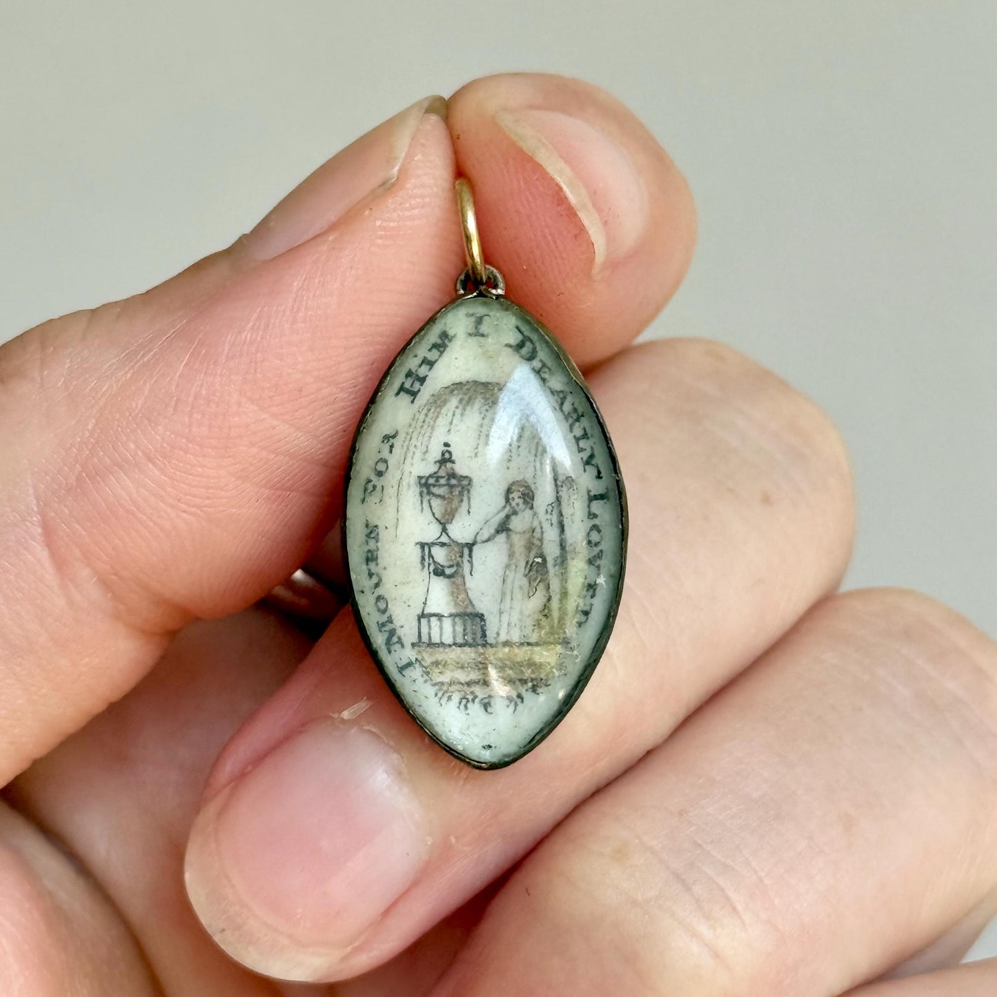 Georgian Mourning Sepia Pendant; Circa 1820