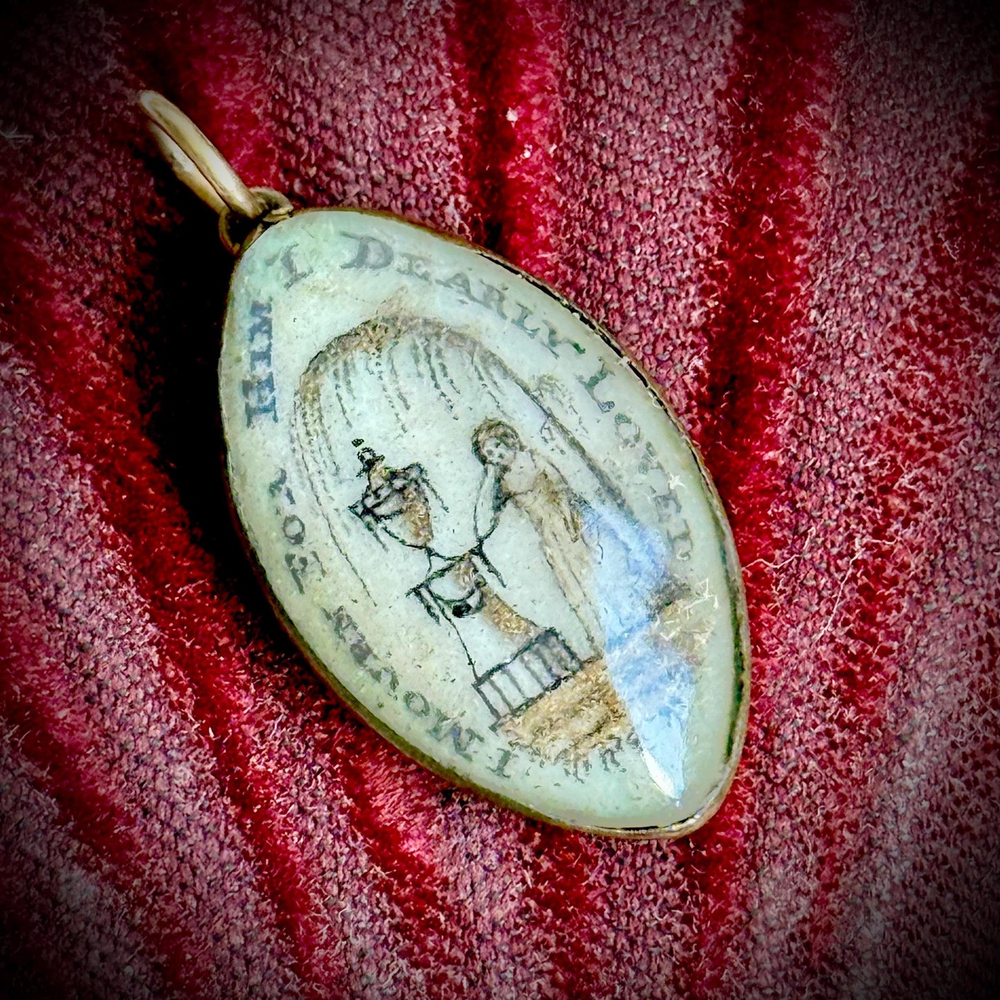 Georgian Mourning Sepia Pendant; Circa 1820