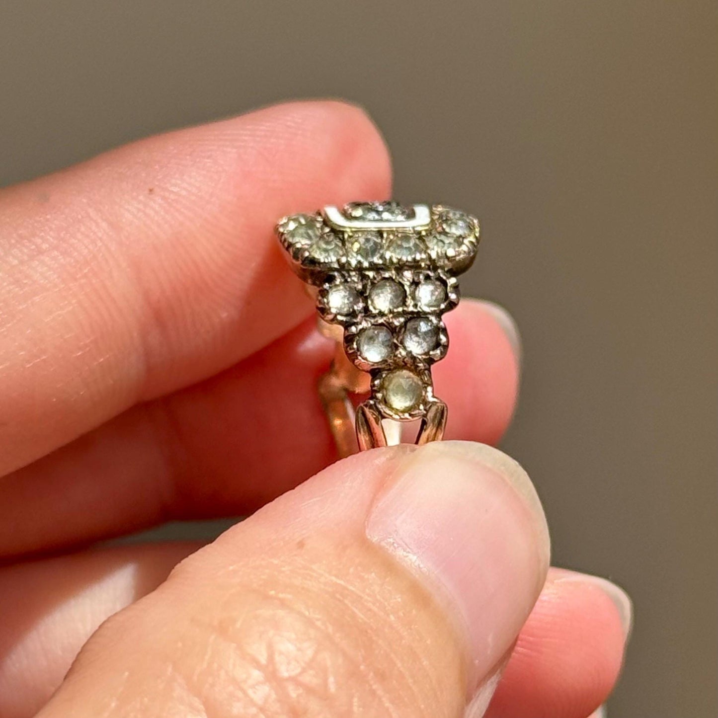 Georgian Paste & Enamel Mourning Ring in 9 Carat Gold; Circa 1817