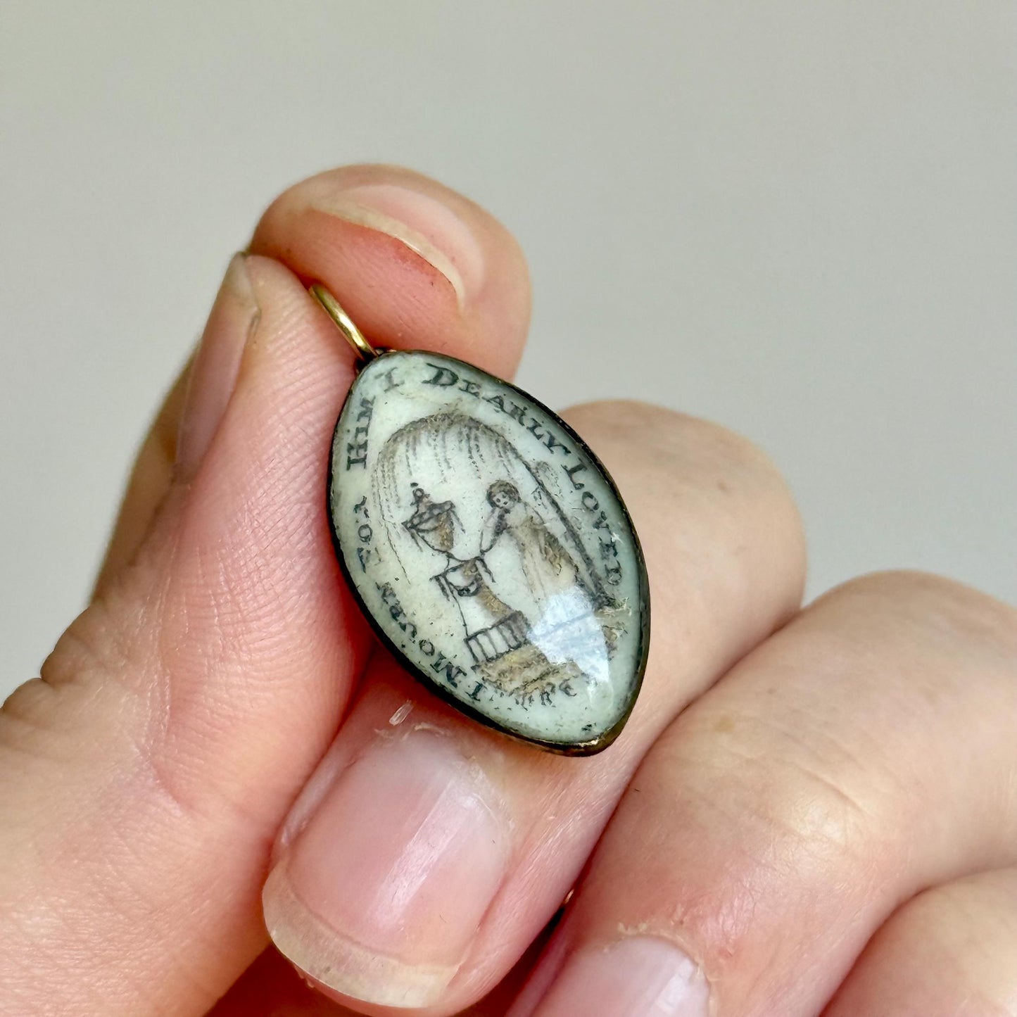 Georgian Mourning Sepia Pendant; Circa 1820
