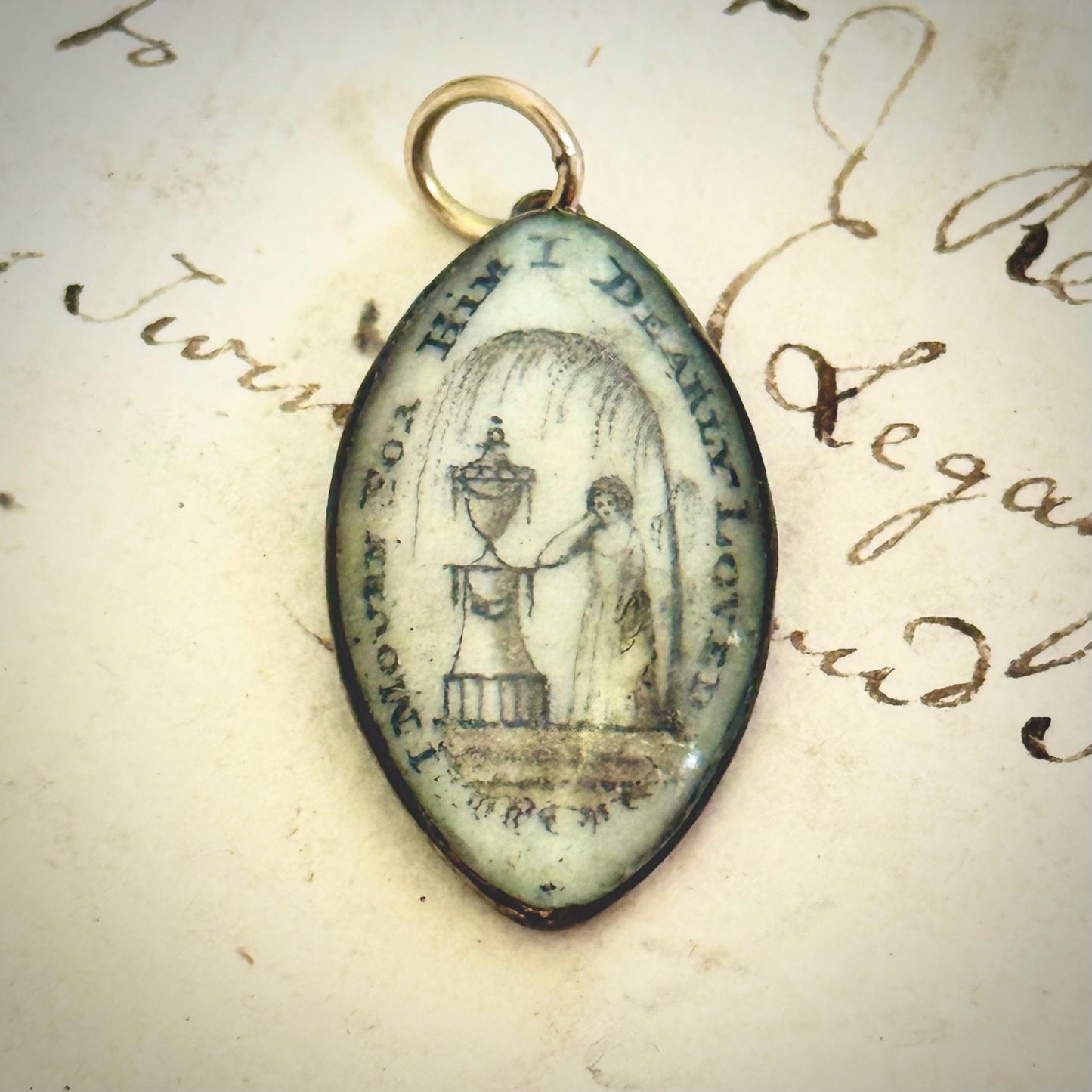 Georgian Mourning Sepia Pendant; Circa 1820