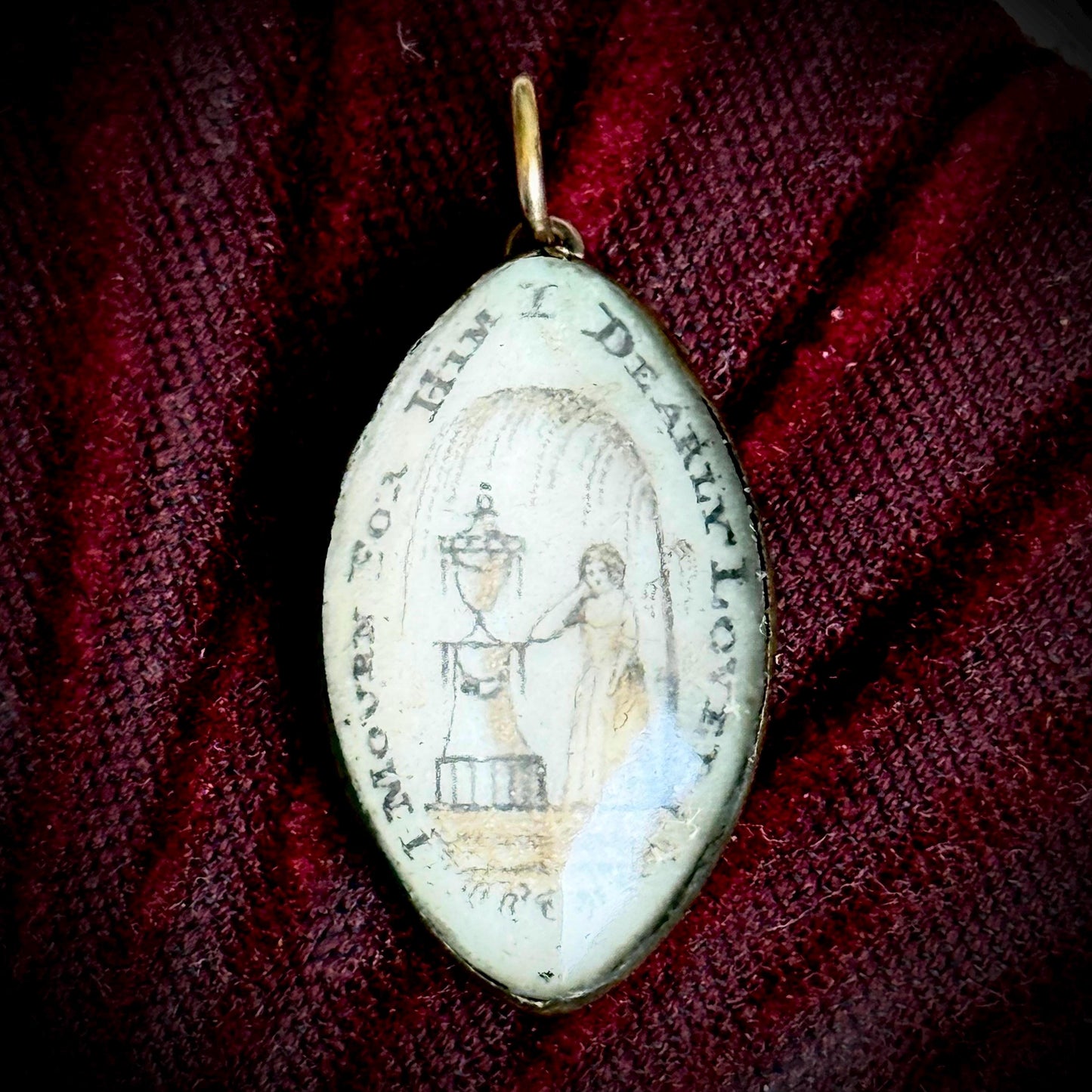 Georgian Mourning Sepia Pendant; Circa 1820