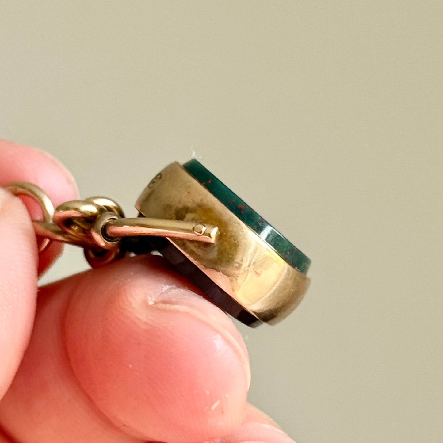 Antique Bloodstone Intaglio Fob in 9 Carat Gold; Circa 1904