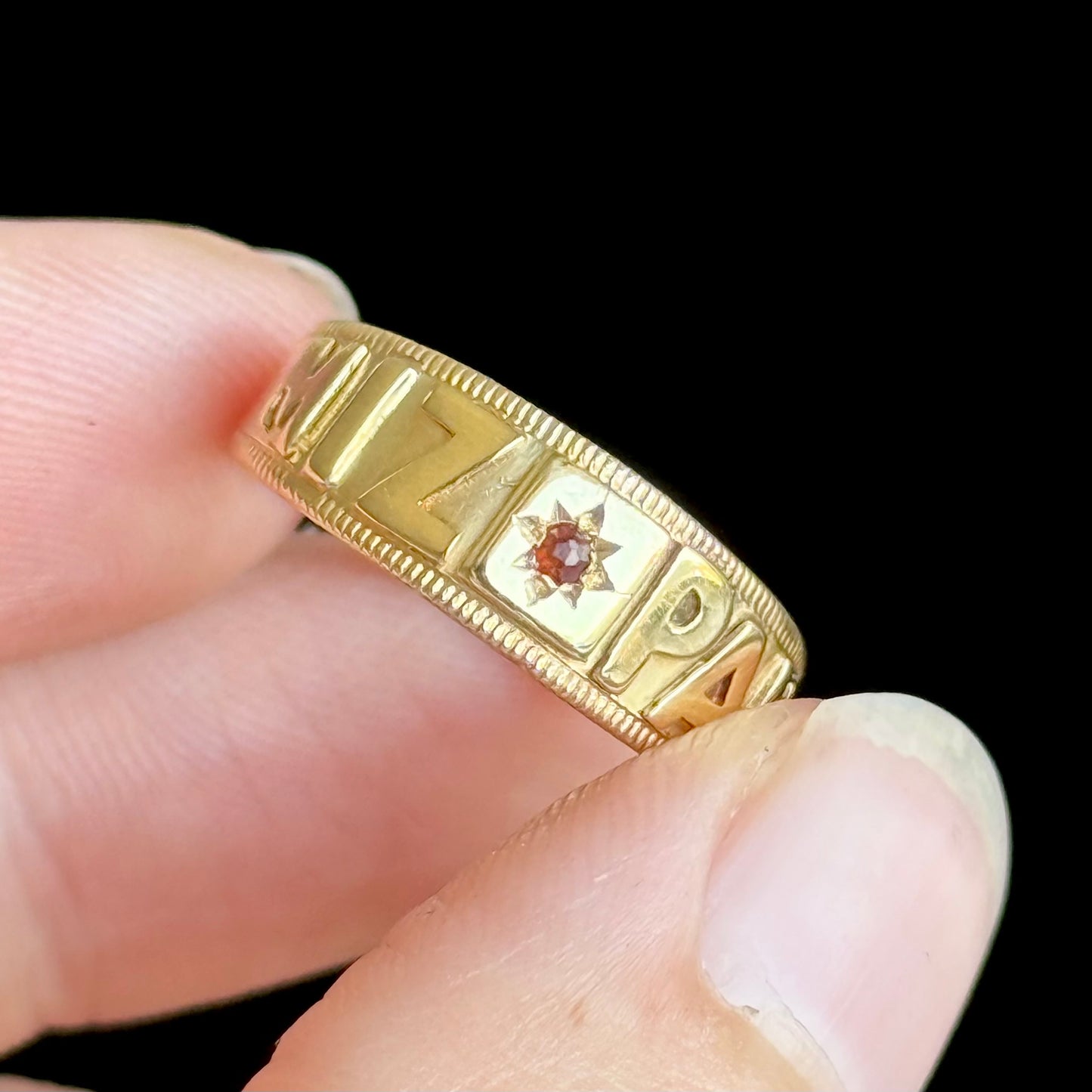 Antique Victorian Garnet Mizpah Ring