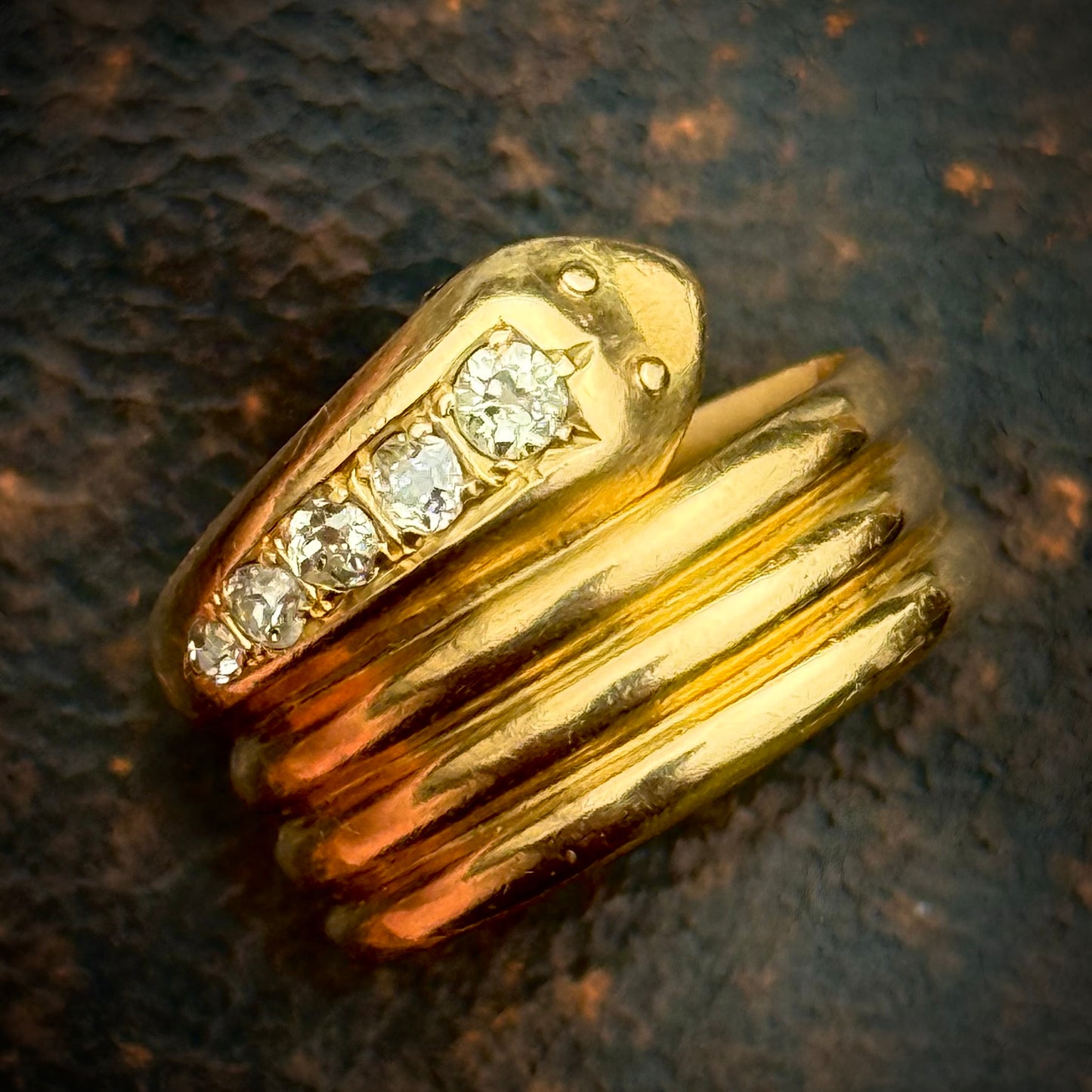 Superb Antique Diamond Snake Ring in 18 Carat Gold; Circa 1912
