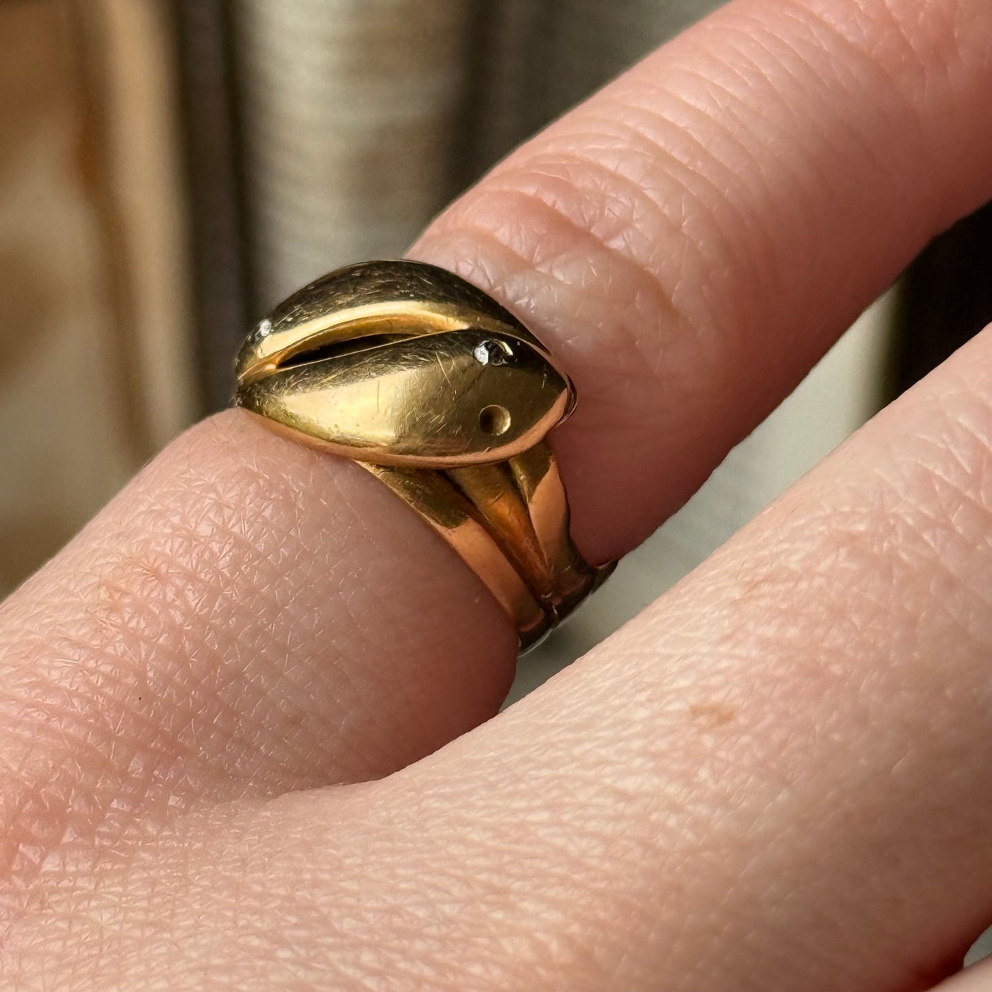 Victorian Diamond Double Snake Ring in 18 Carat Gold; Circa 1880