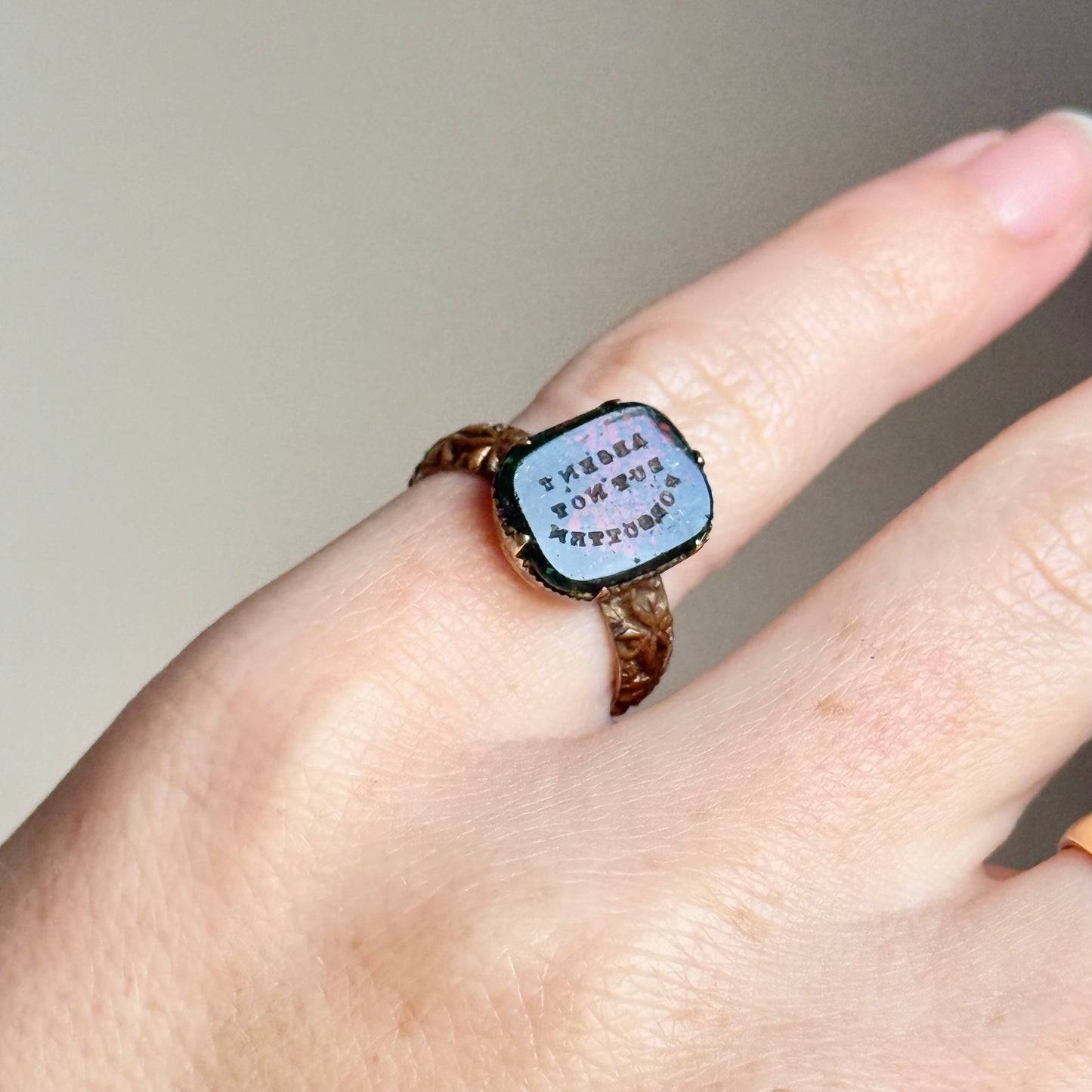 Antique Bloodstone Mourning Ring;Circa 1890
