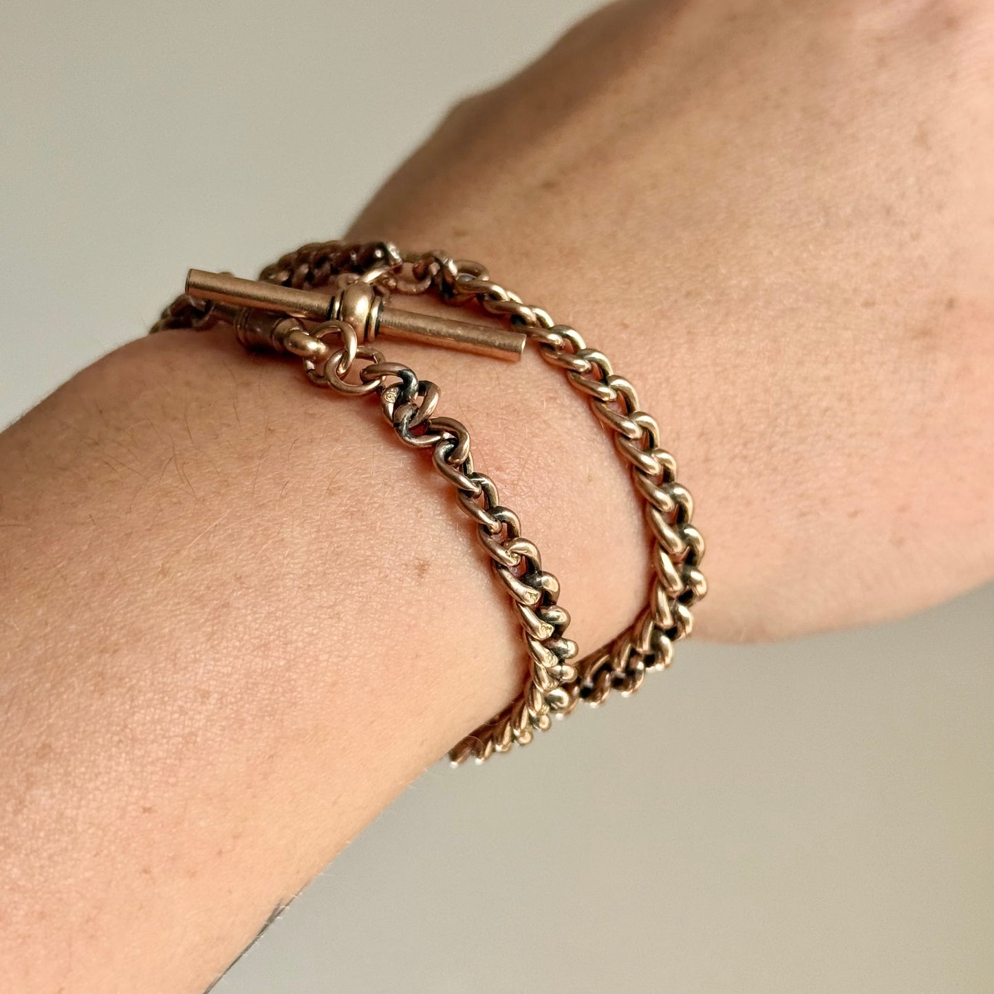 Miniature antique Albert Chain in 9 Carat Rose Gold; Circa 1895