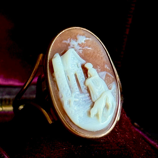 Georgian Enamel & Hair Mourning Ring in 15 Carat Gold; Circa 1781
