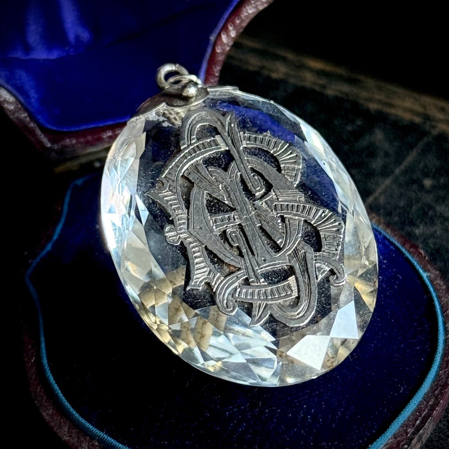 Victorian Rock Crystal & Silver Monogram Pendant; Circa 1860