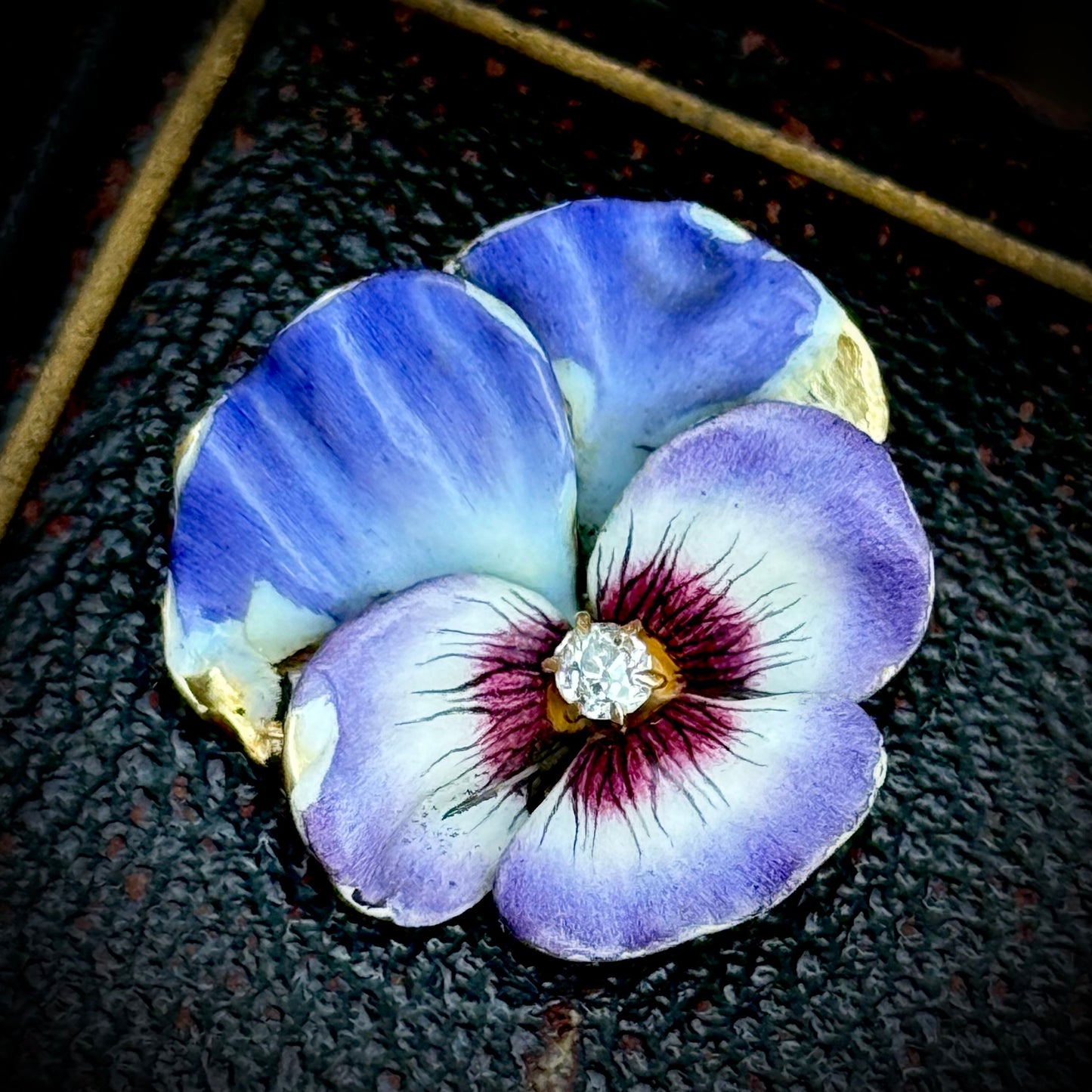 Antique Enamel & Diamond Pansy Pendant