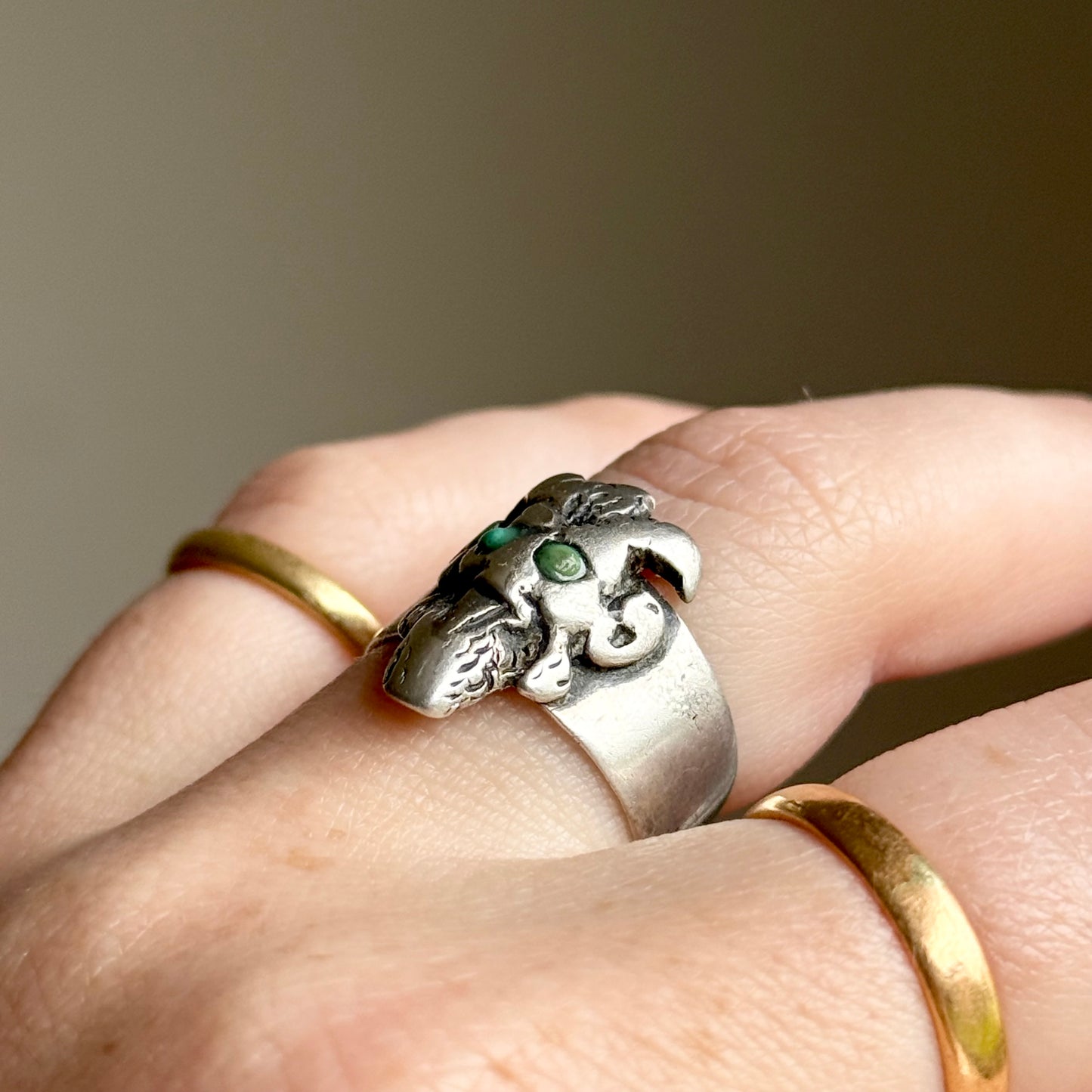 Antique Victorian Devil's Head Ring in Silver