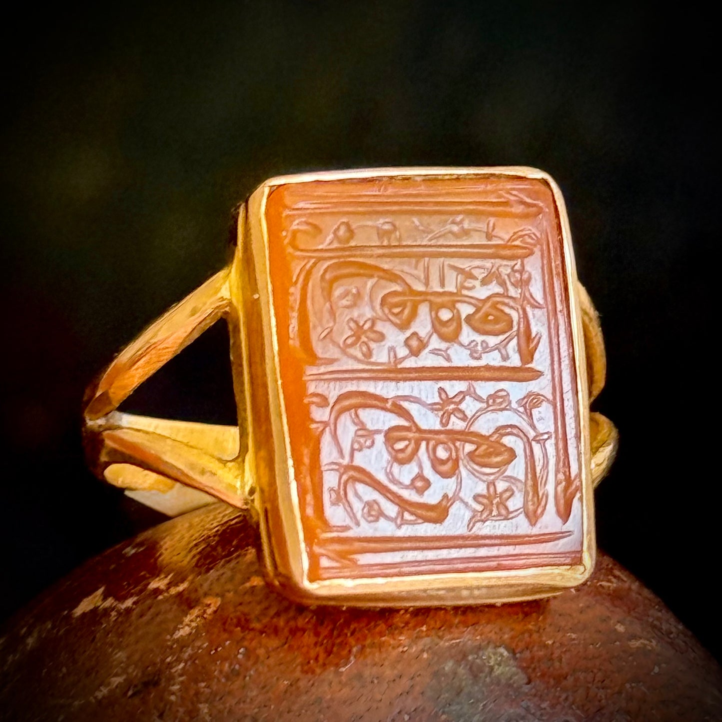 Antique Victorian Carnelian Arabic Intaglio; Circa 1880