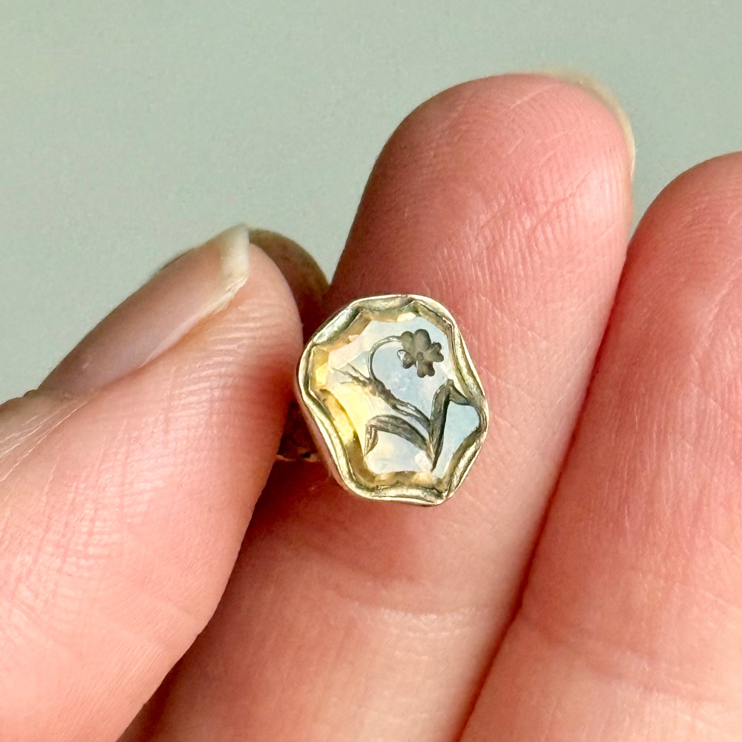 Antique Sentimental Citrine Intaglio Fob; Circa 1860