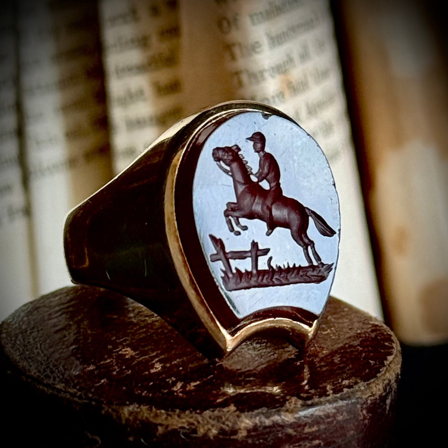 Antique Horseshoe Carnelian Signet Ring in 9 Carat Gold; Circa 1890