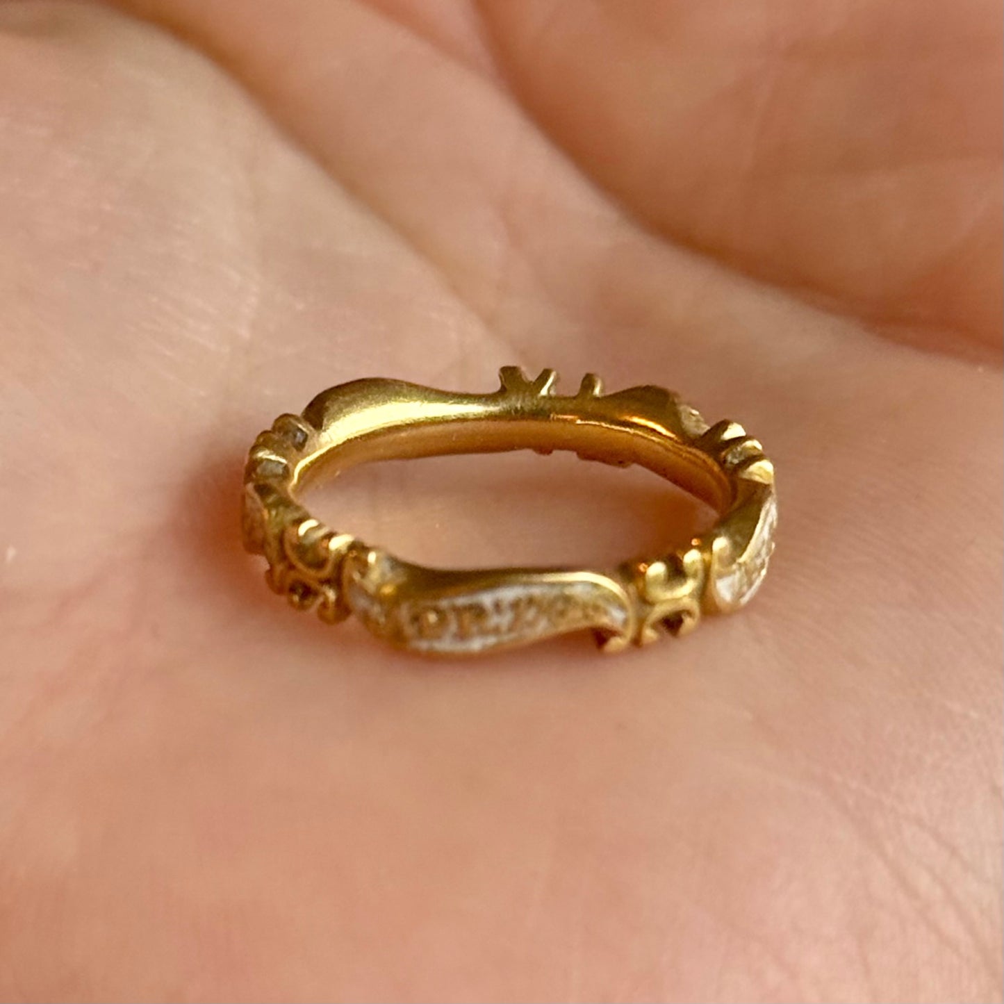 Georgian White Enamel Mourning Ring; Circa 1746