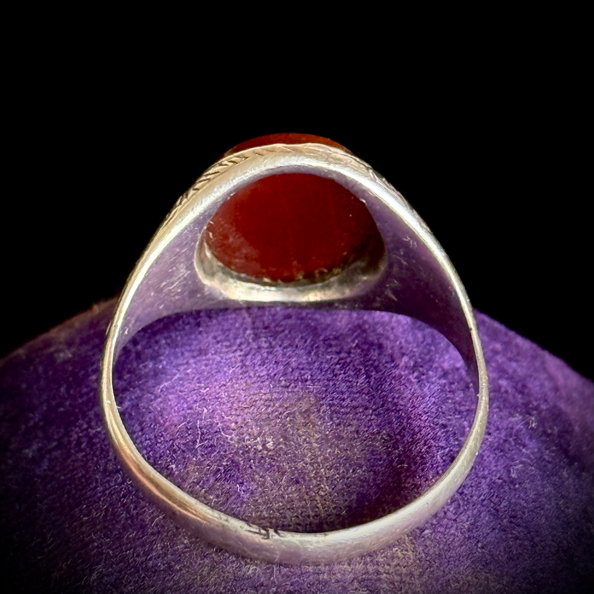 Antique Carnelian Signet Ring in Silver; Circa 1883