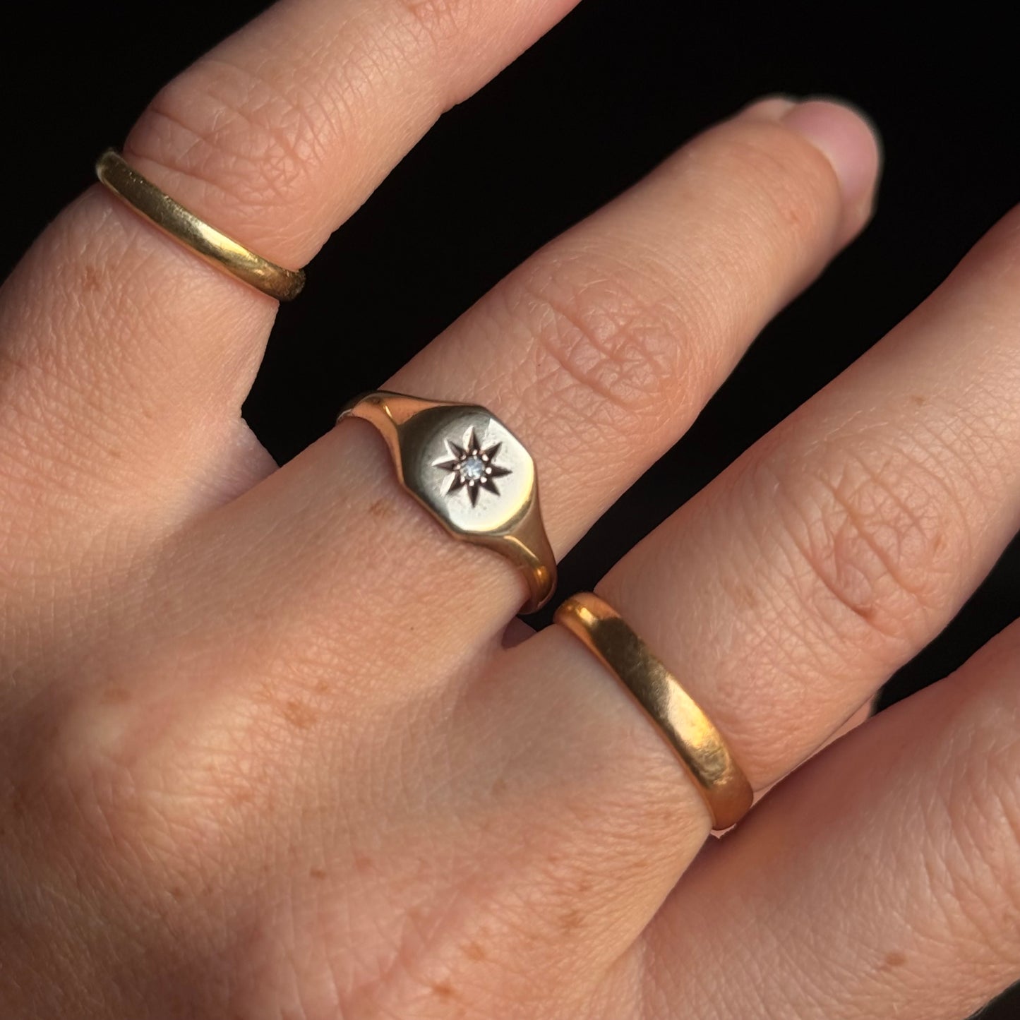 Vintage Diamond Signet Ring; Circa 1947