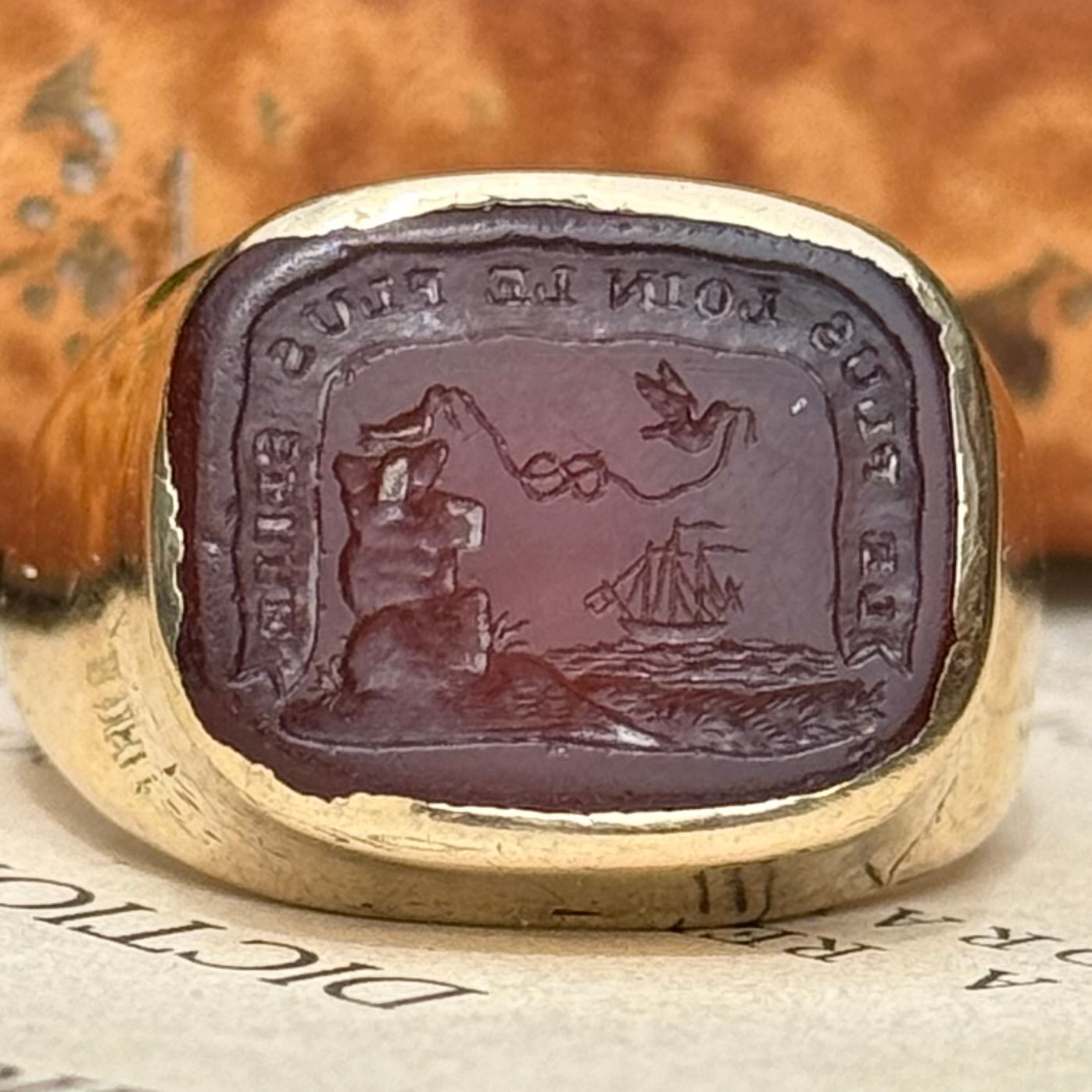 Antique Sentimental Intaglio Signet Ring