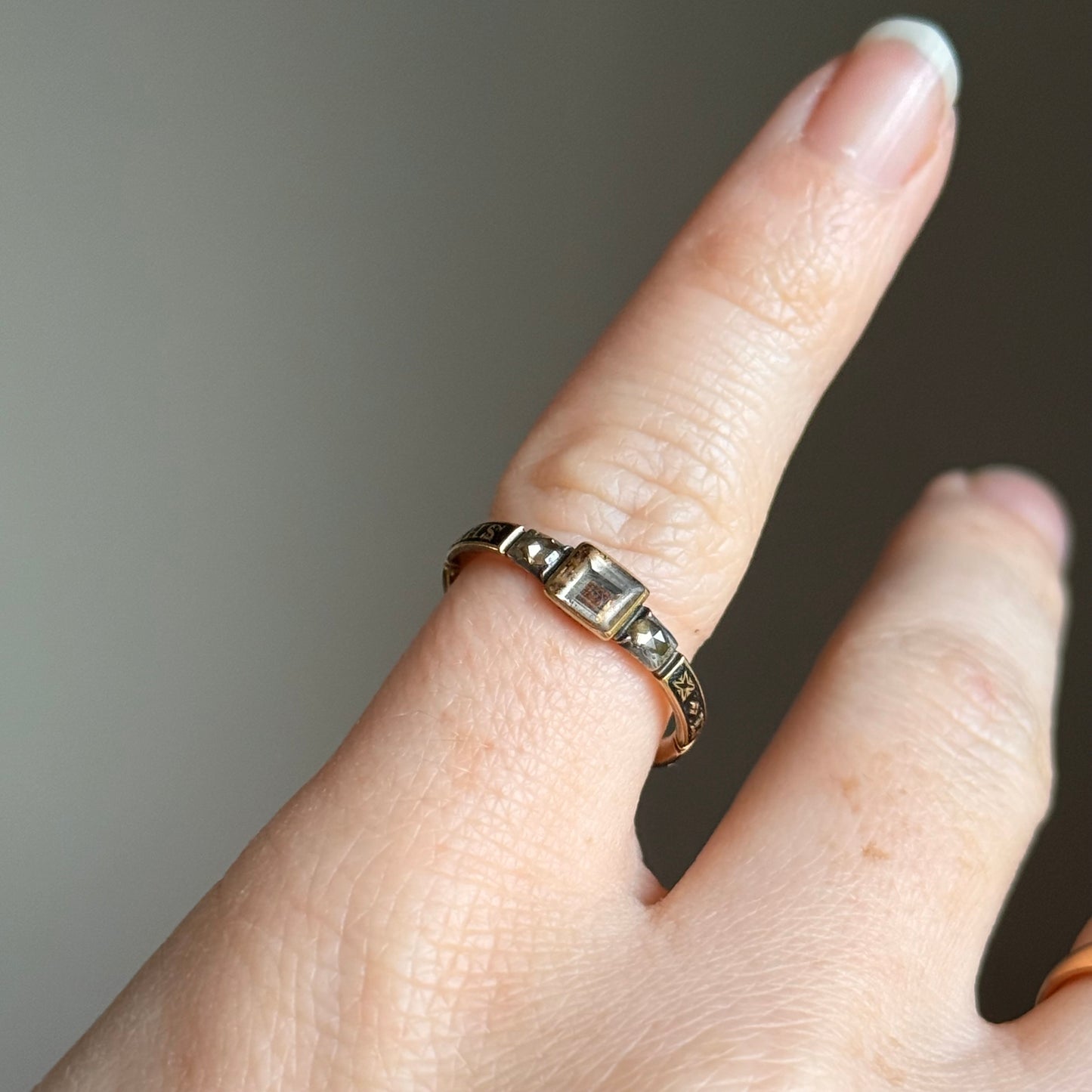 Exceptional Diamond Georgian Mourning Ring; Circa 1750