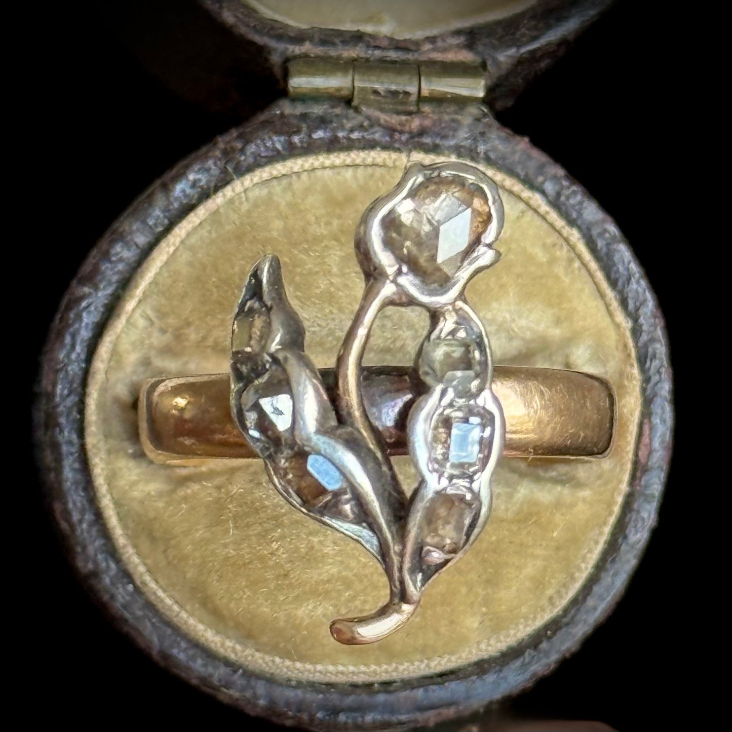 Unique Georgian Diamond Tulip Ring in 18 Carat Gold