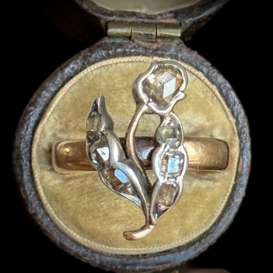 Unique Georgian Diamond Tulip Ring in 18 Carat Gold