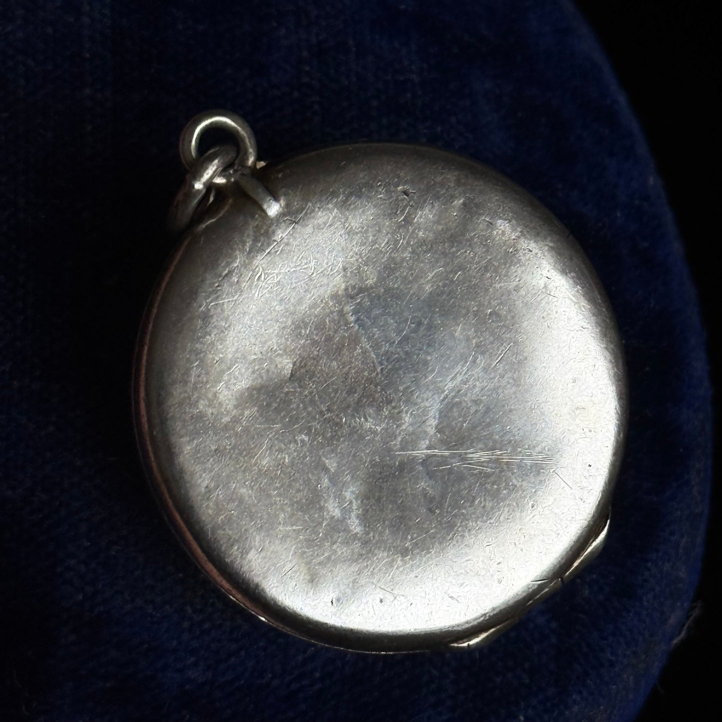 Antique Silver Daisy Wreath Guilloche Enamel Locket; Circa 1900