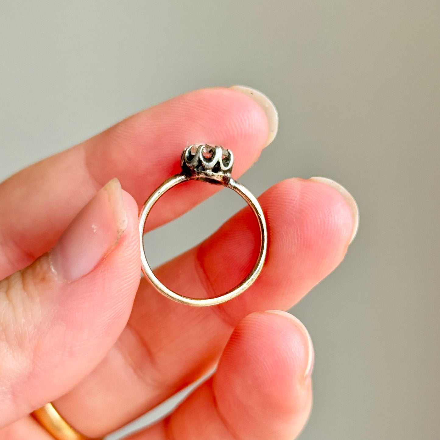 Georgian Rose Cut Diamond Ring in 9 Carat Rose Gold