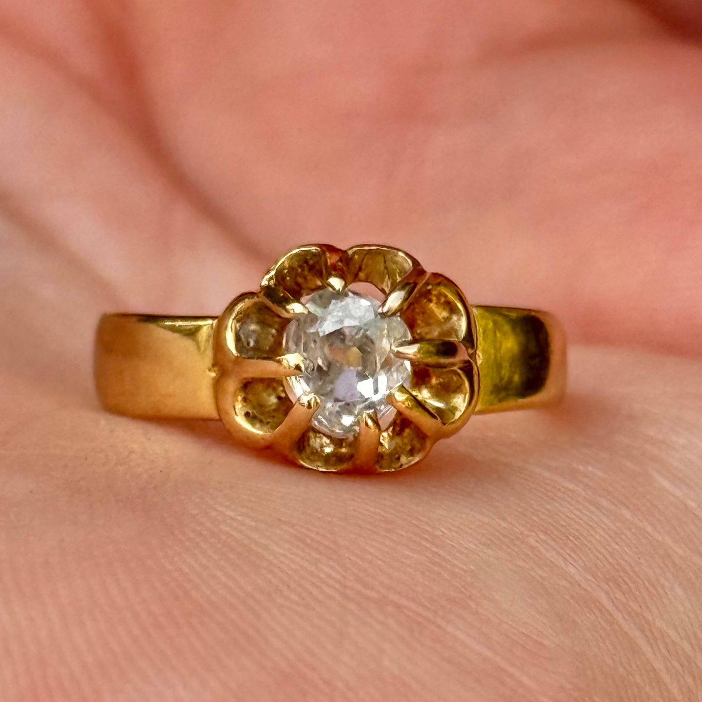 Antique Oval Old Cut Diamond Ring; Circa 1878