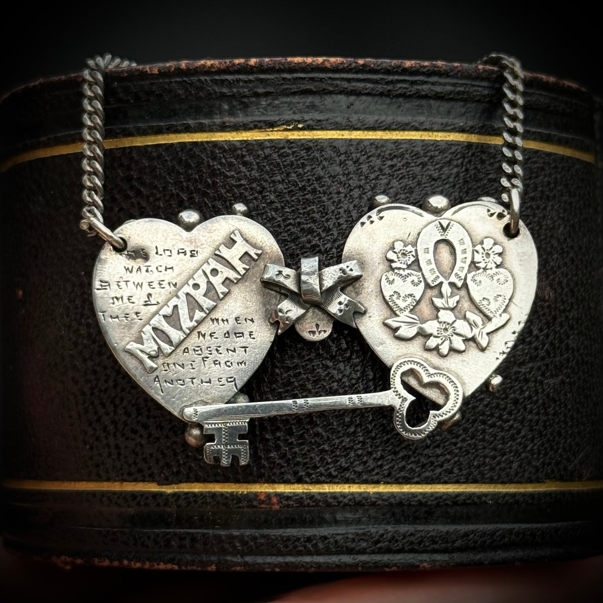 Antique Sentimental Mizpah Necklace in Silver; Circa 1900
