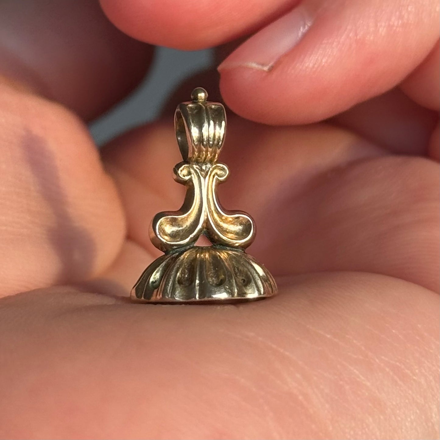 Victorian Intaglio 'Adieu' Citrine Fob in 9 Carat Gold; Circa 1890