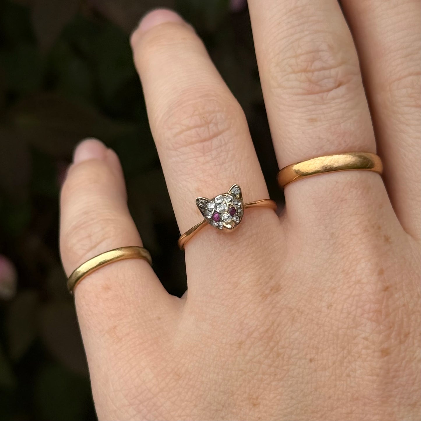 Antique Victorian Diamond Fox Ring in 18 Carat Gold