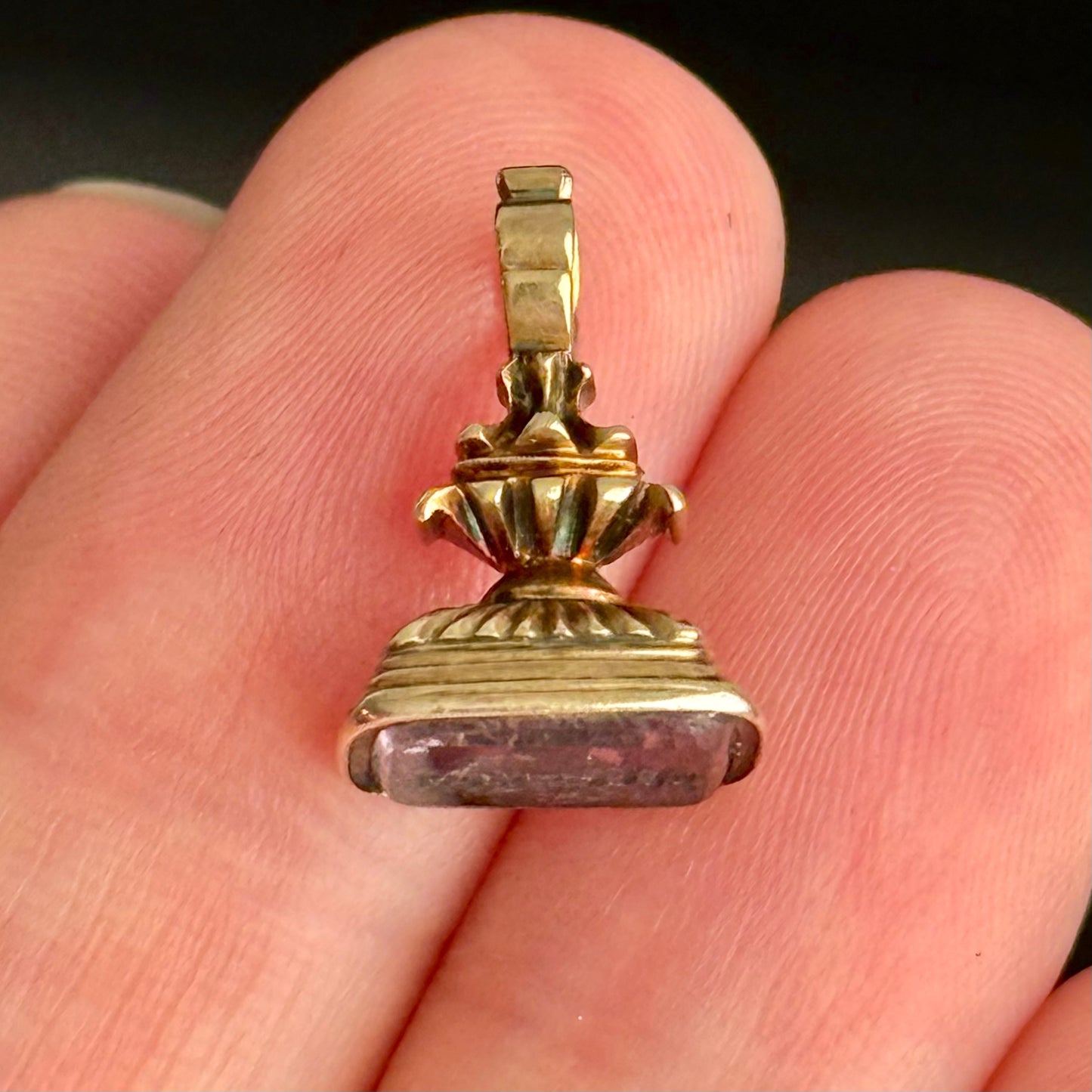 Antique Amethyst Intaglio Fob Pendant
