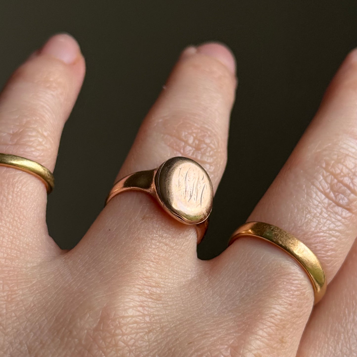 Antique Locket Signet Ring in 9 Carat Rose Gold; Circa 1914