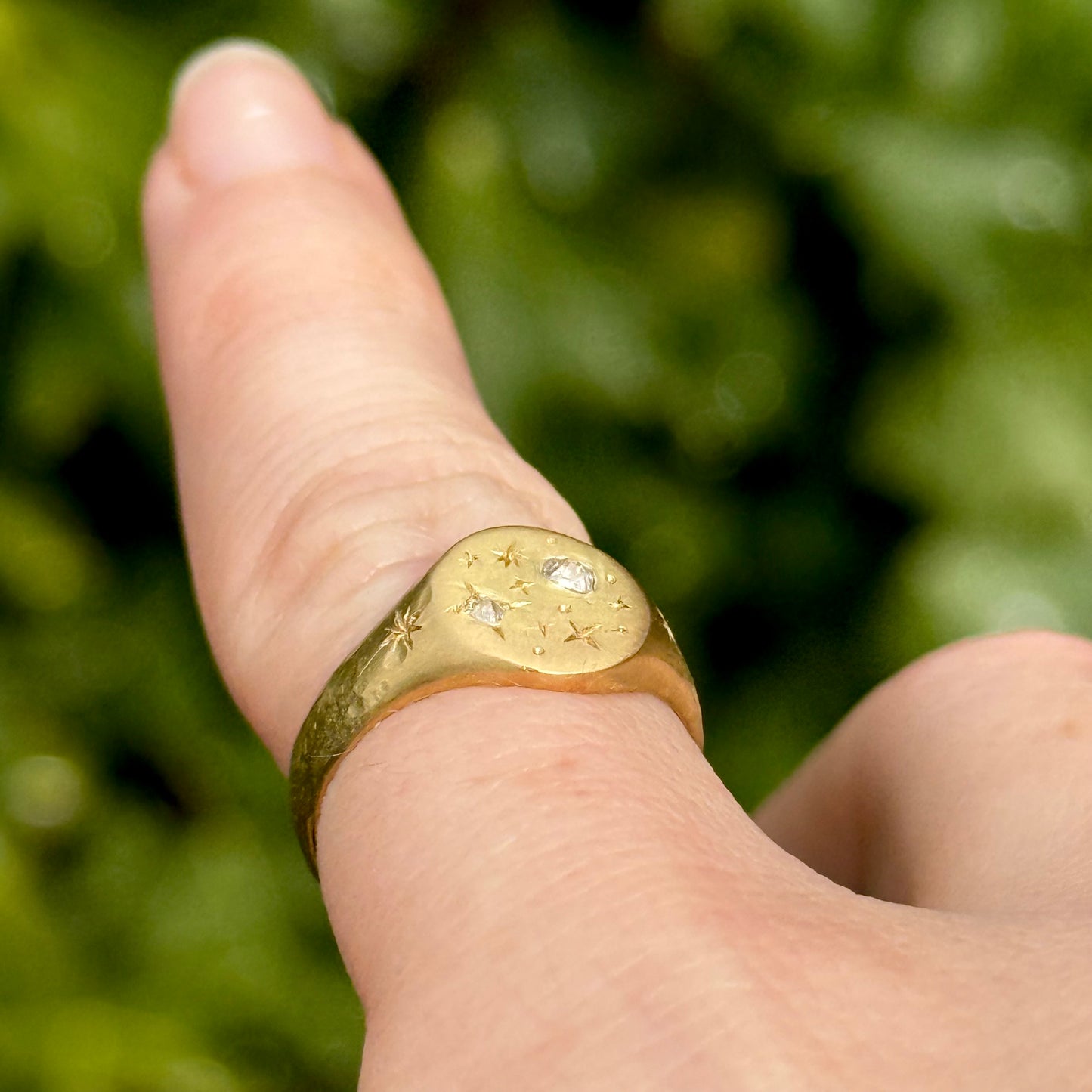 Celestial Diamond Signet Ring in 9 Carat Gold