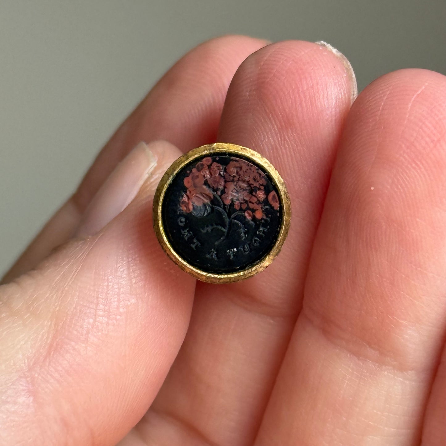Antique Victorian Rose Motto Fob Pendant