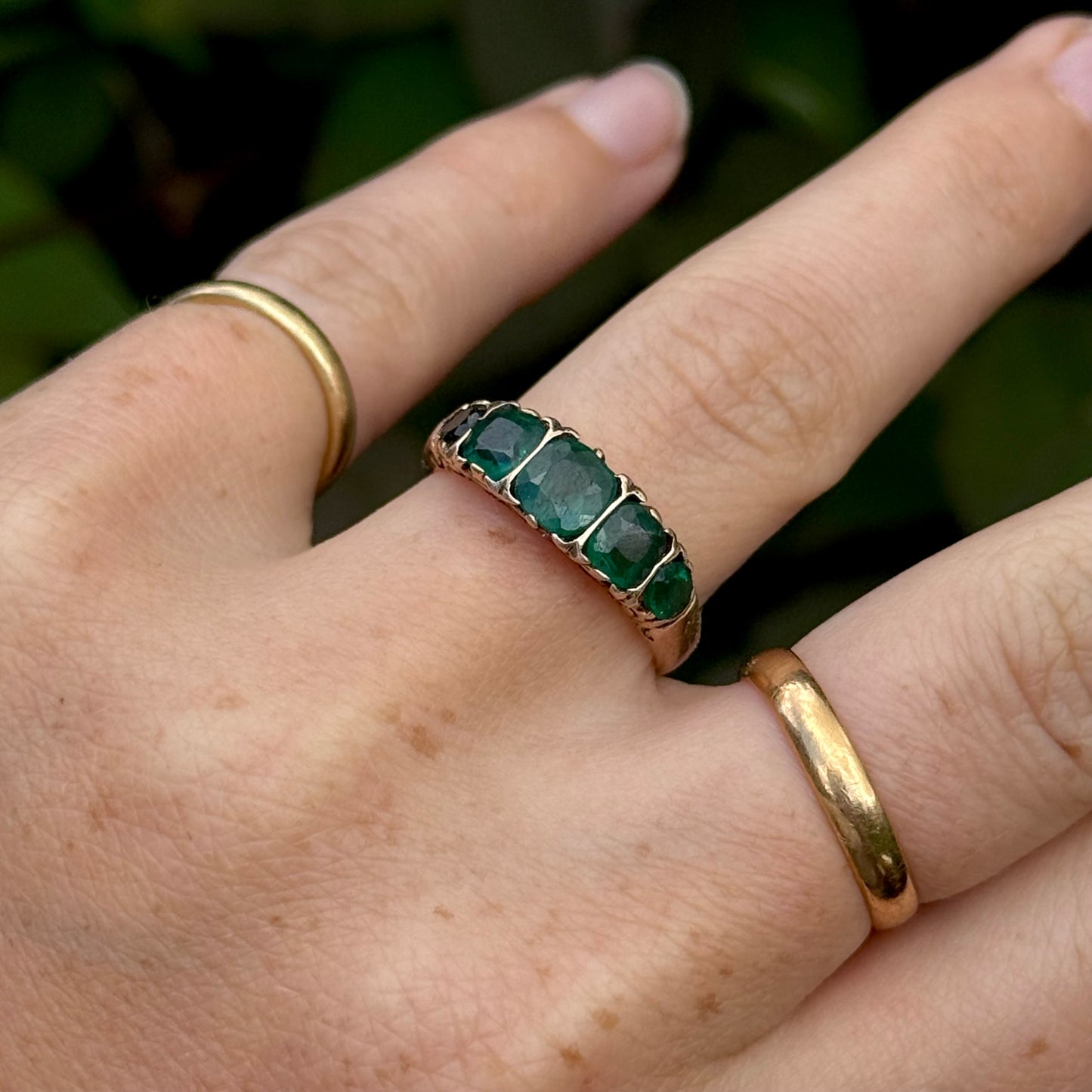 Antique Emerald & Paste Five Stone Ring