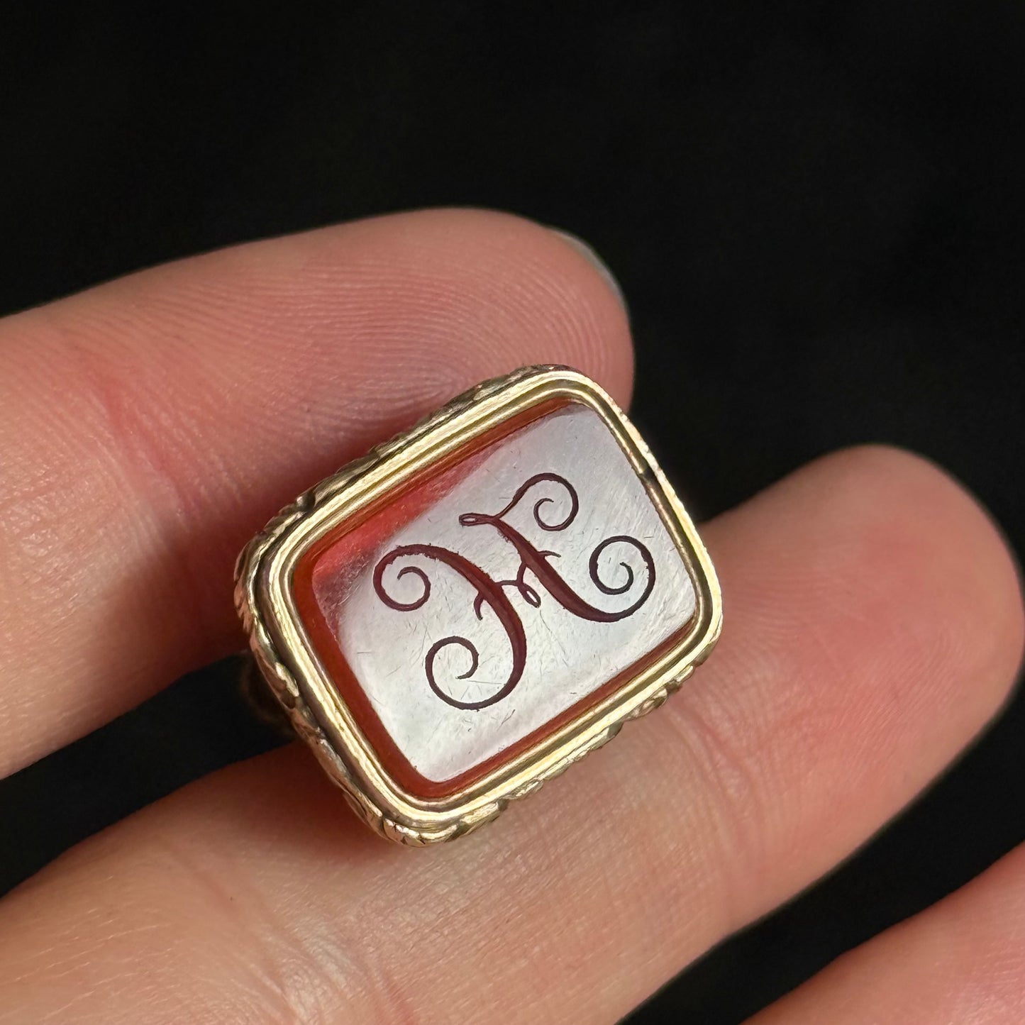 Victorian Carnelian 'H' Fob Pendant; Circa 1860