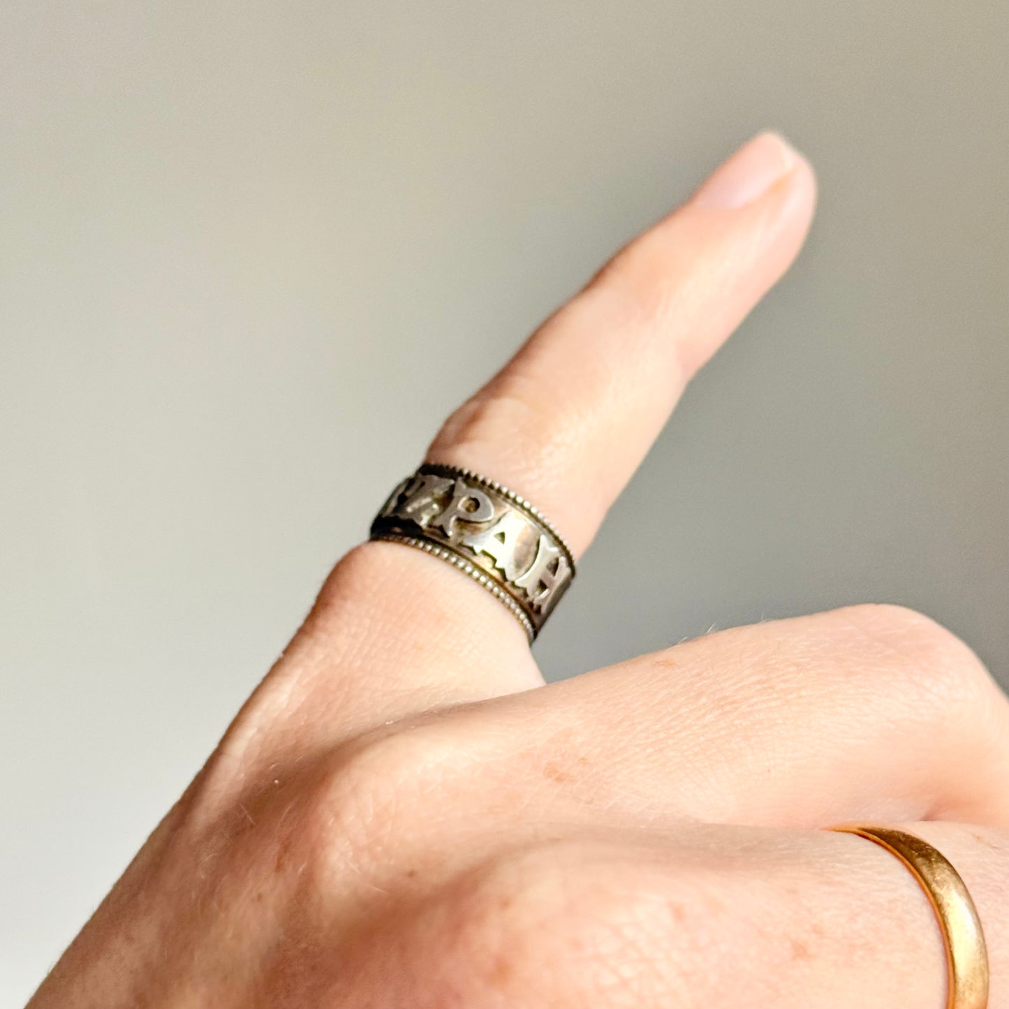 Victorian Sterling Silver 'Mizpah' Ring; Circa 1892