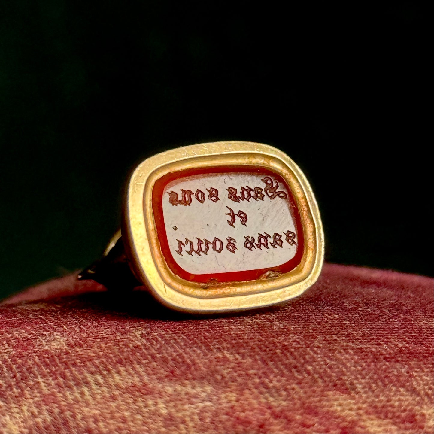 Antique Georgian Carnelian Bird Intaglio Fob in 15 carat Gold; Circa 1820