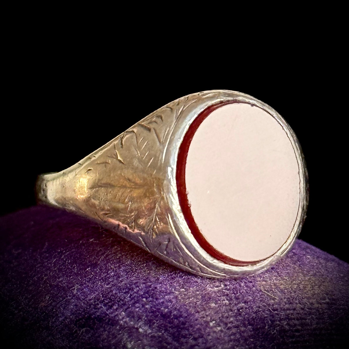 Antique Carnelian Signet Ring in Silver; Circa 1883
