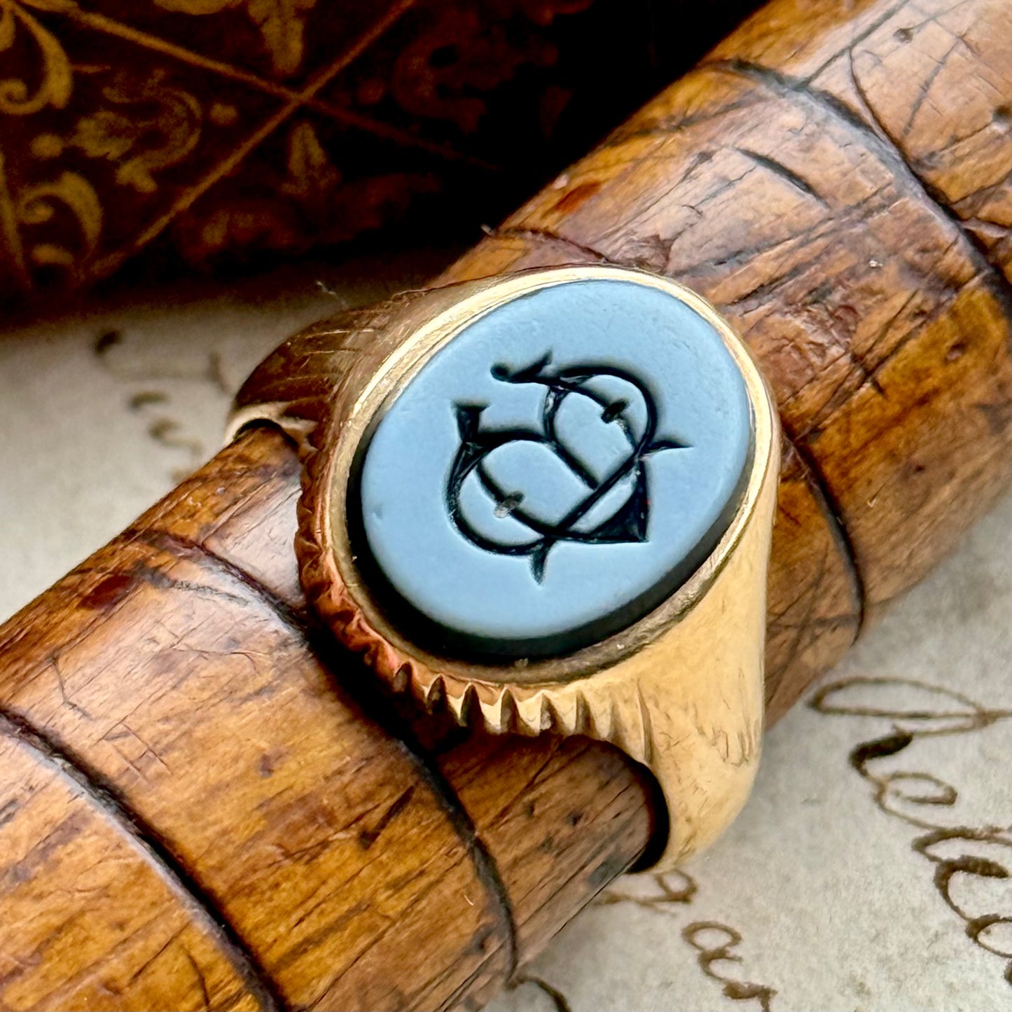 Antique Victorian Monogram Signet Ring in 18 Carat Gold; Circa 1890