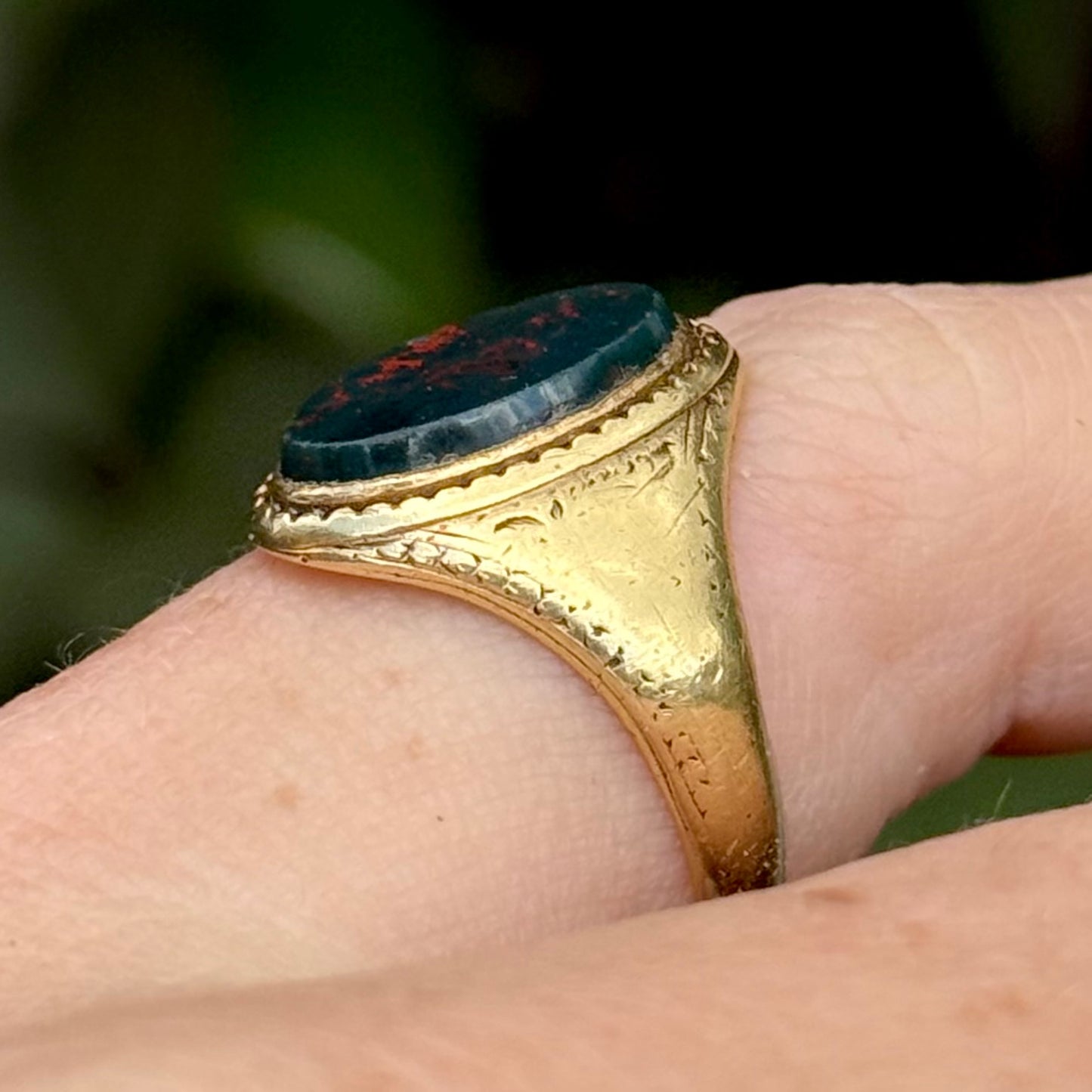 Antique Clogau Gold Bloodstone Signet Ring with Provenance to J. Chatwin