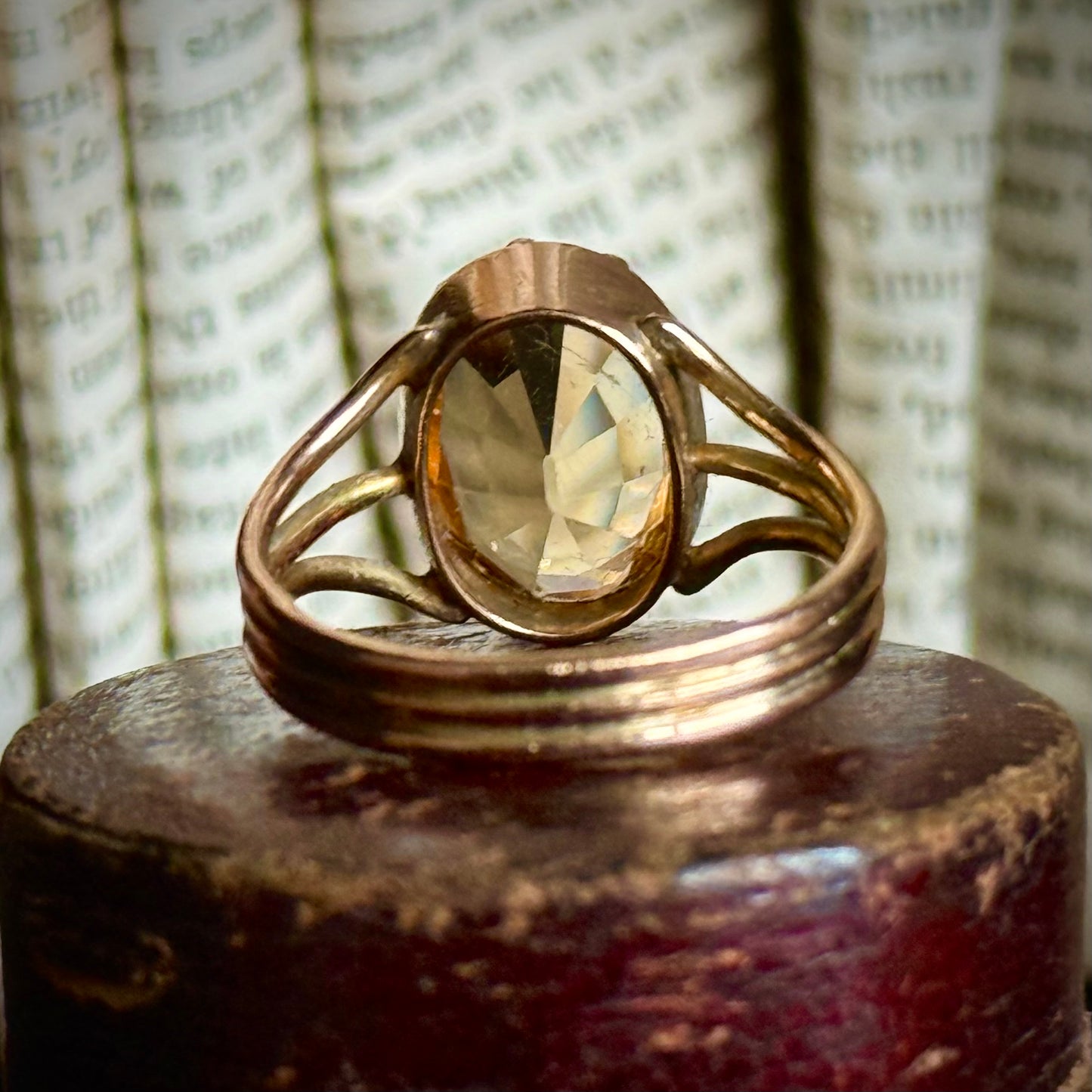 Victorian Oval Citrine Ring in 9 Carat Gold; Circa 1850
